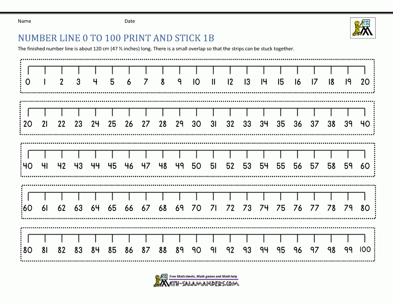 Number Line Up To 100