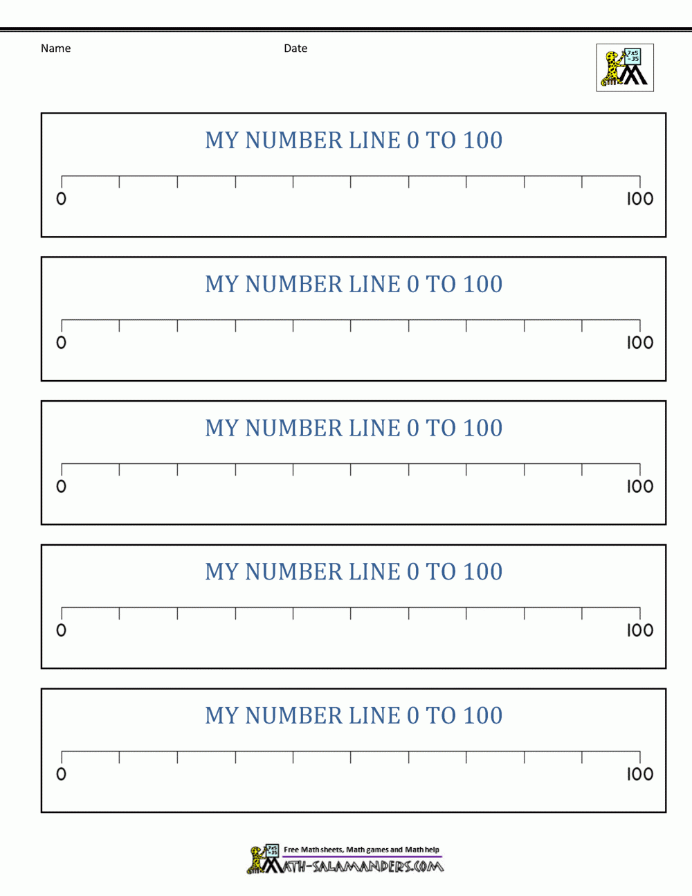 Number Line Up To 100
