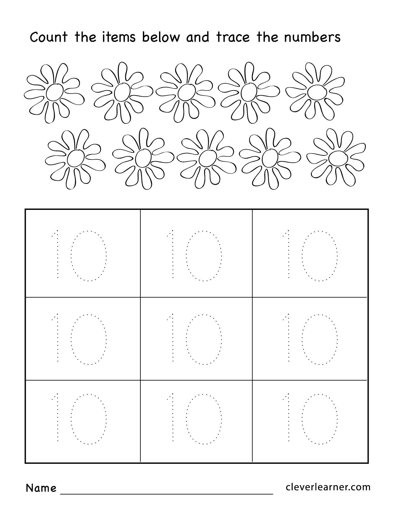 number ten worksheet number ten worksheet