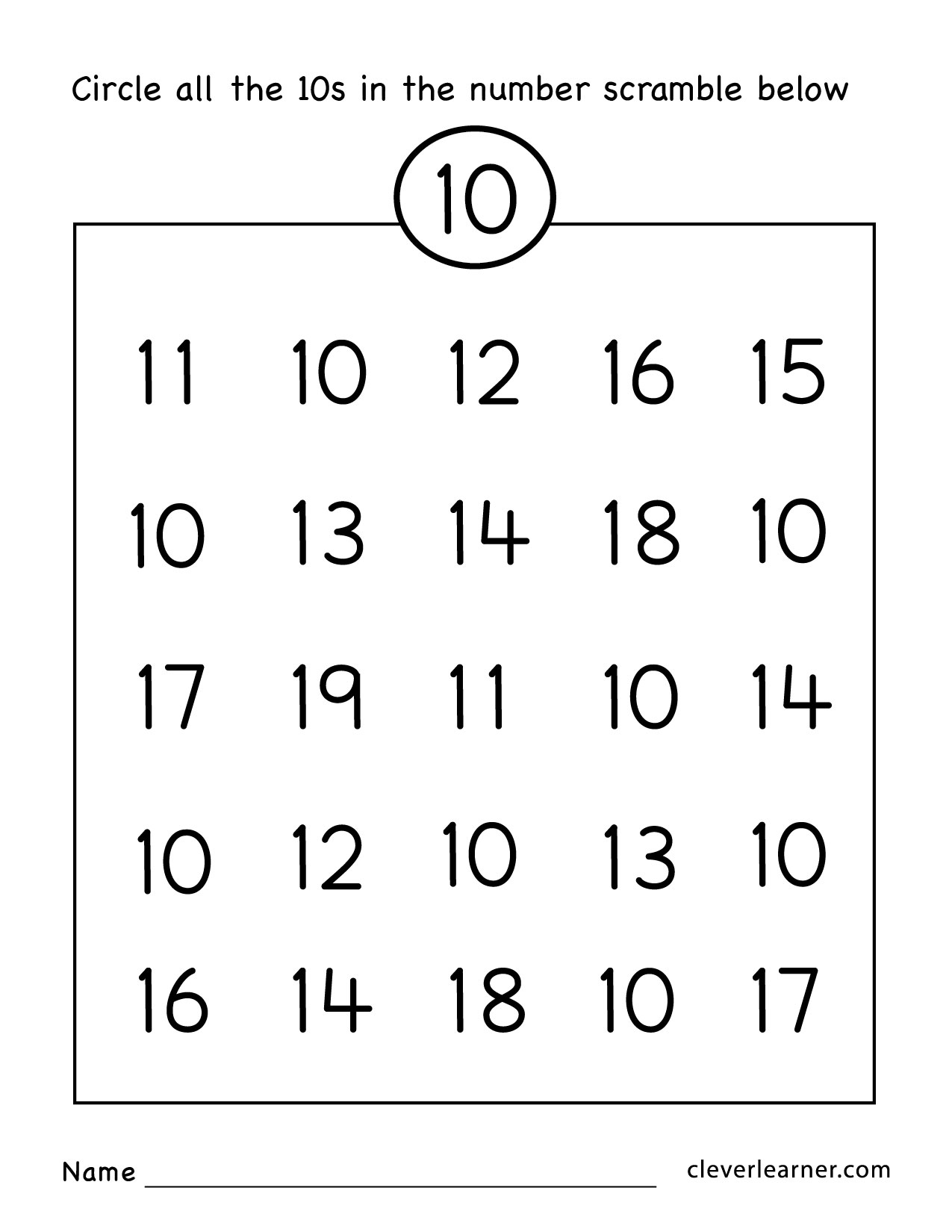 Number Ten Writing Counting And Identification Printable Worksheets For Children Number Ten Writing Counting And Identification Printable Worksheets For Children