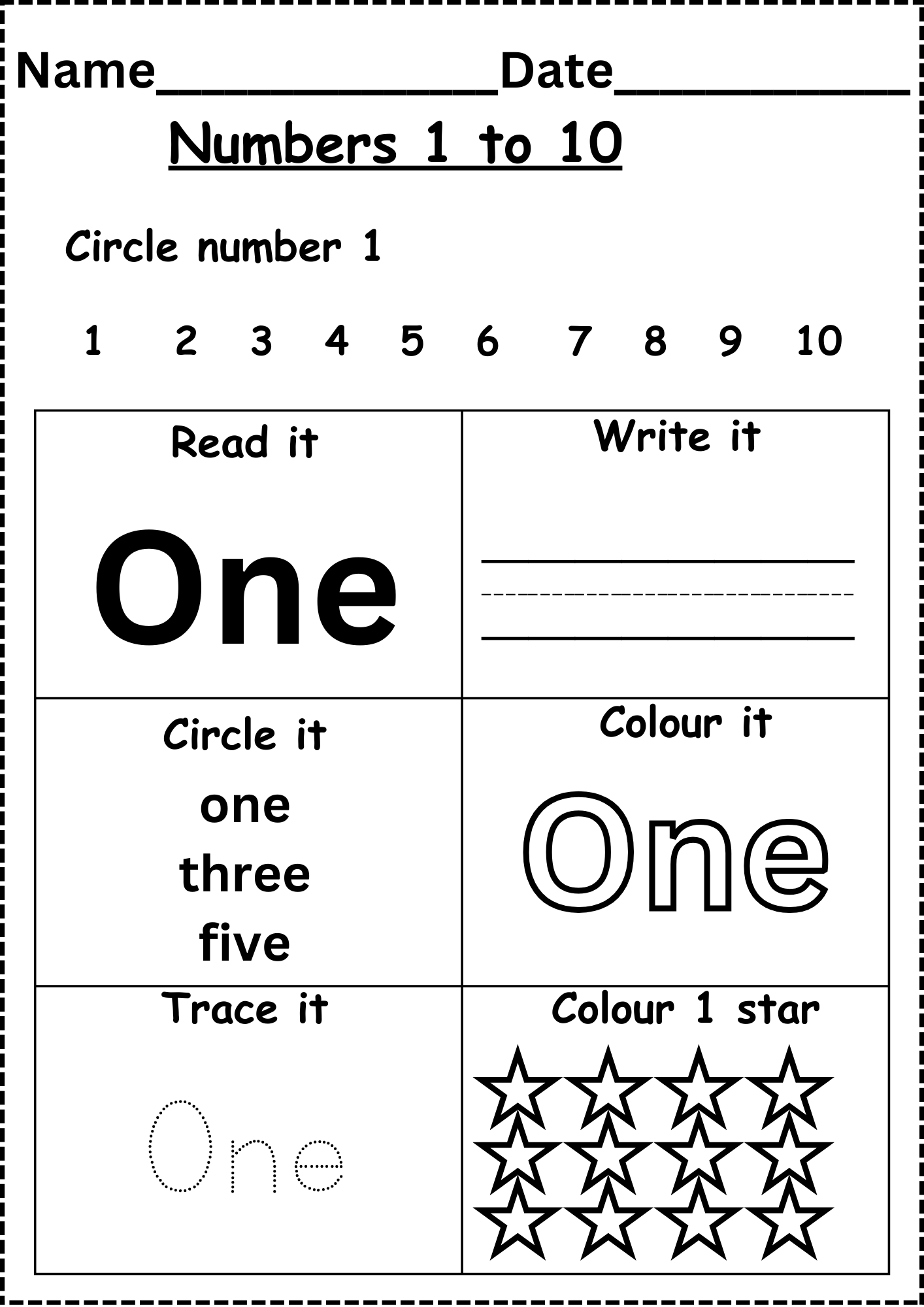 worksheet on number words