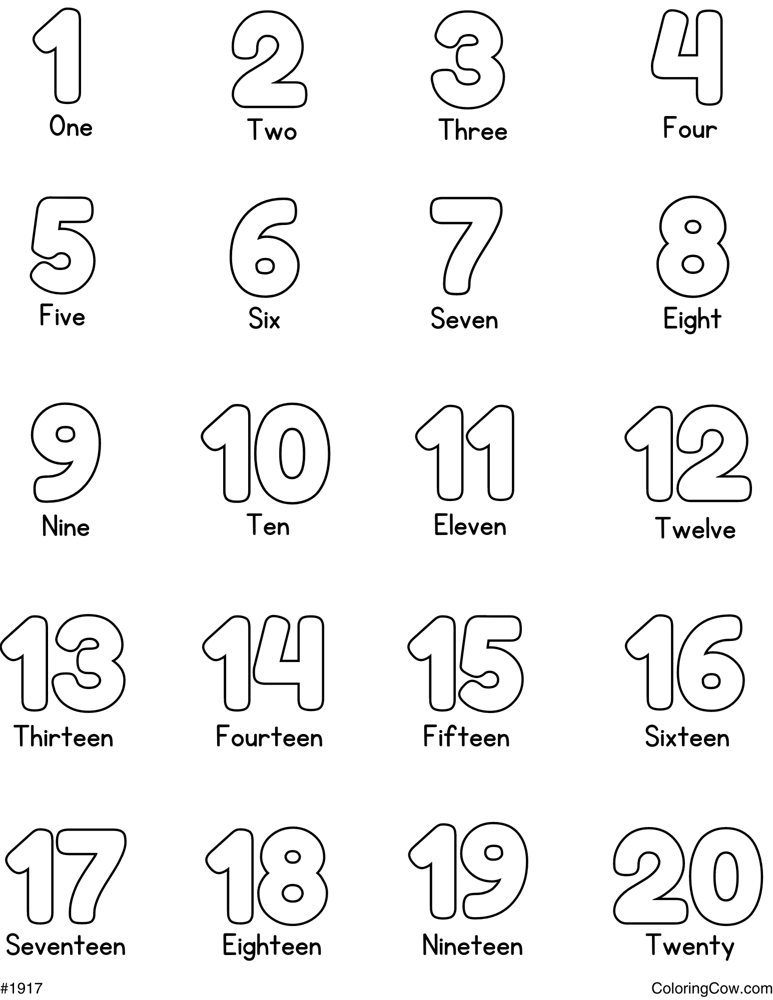 Numbers 1 20 Coloring Page