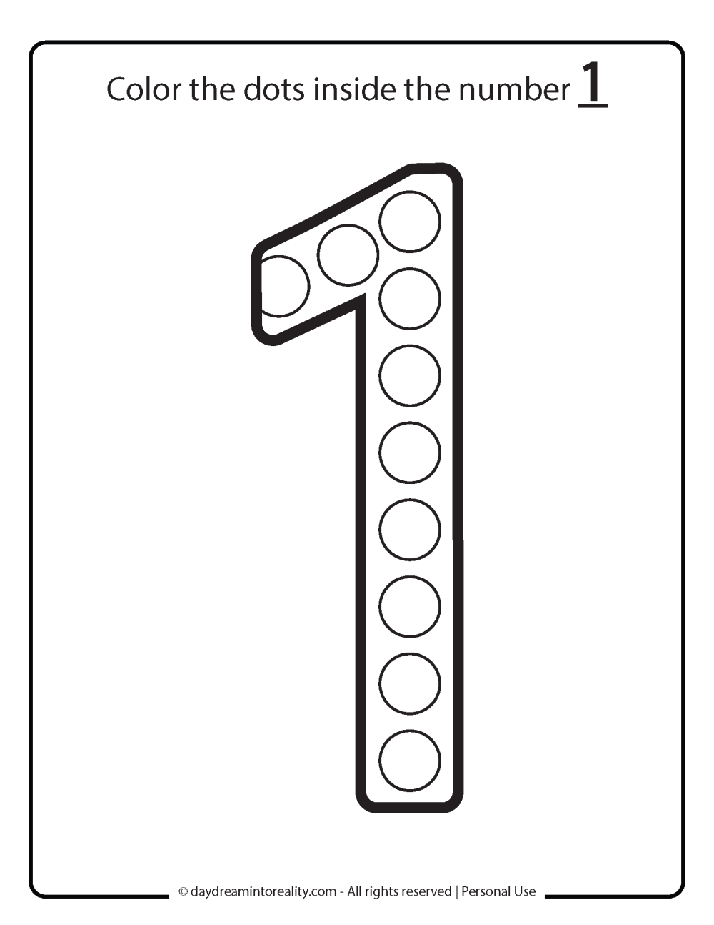 number one printable