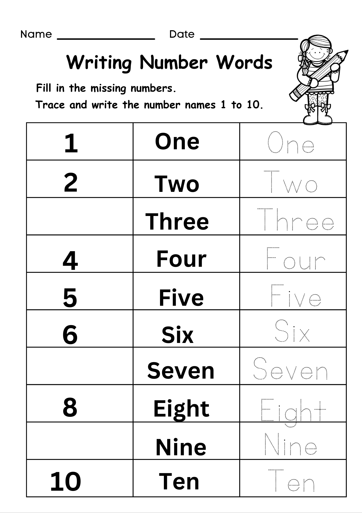 Numbers And Number Words Free PDF 1 10 Numbers And Number Words Free PDF 1 10