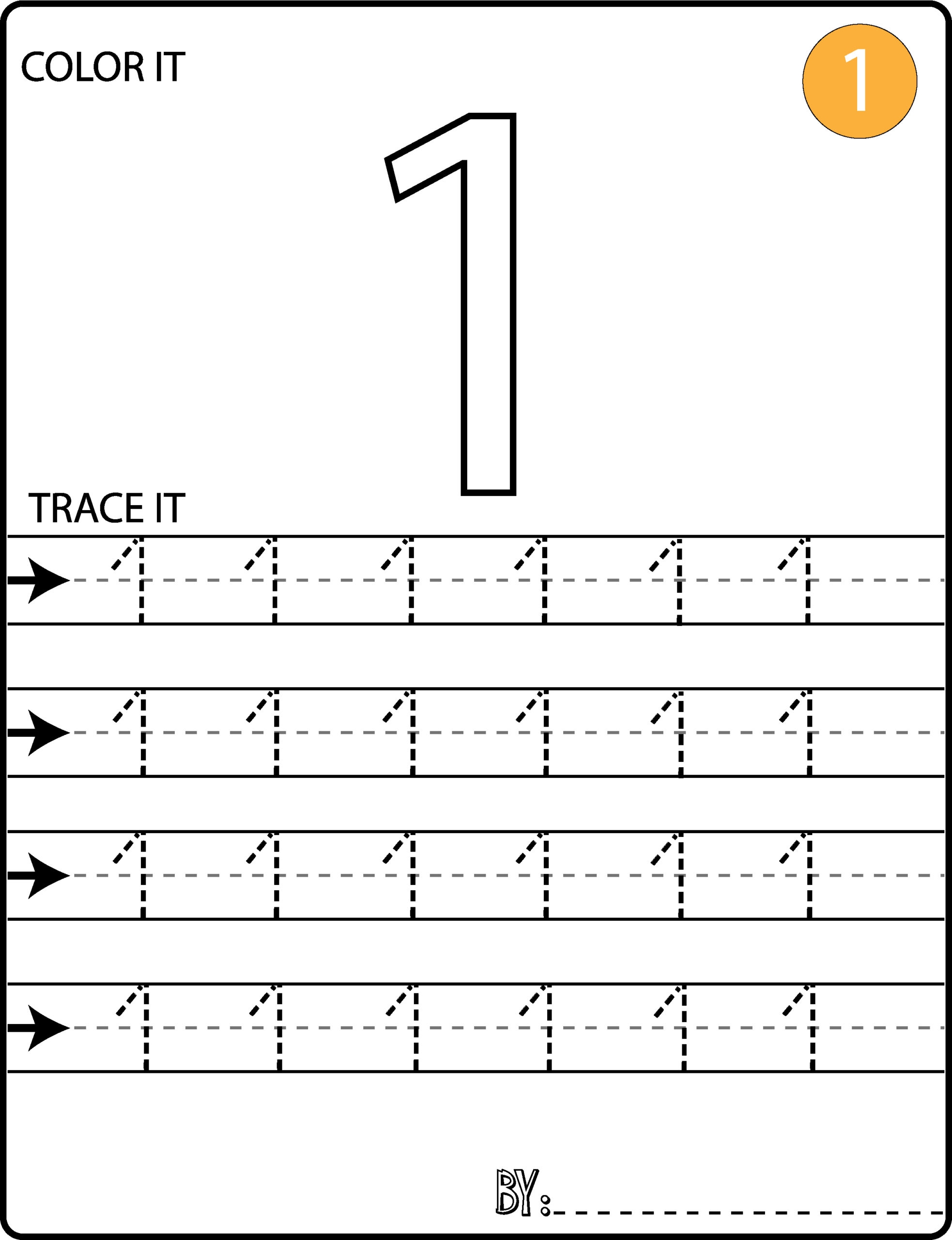kindergarten number tracing worksheets