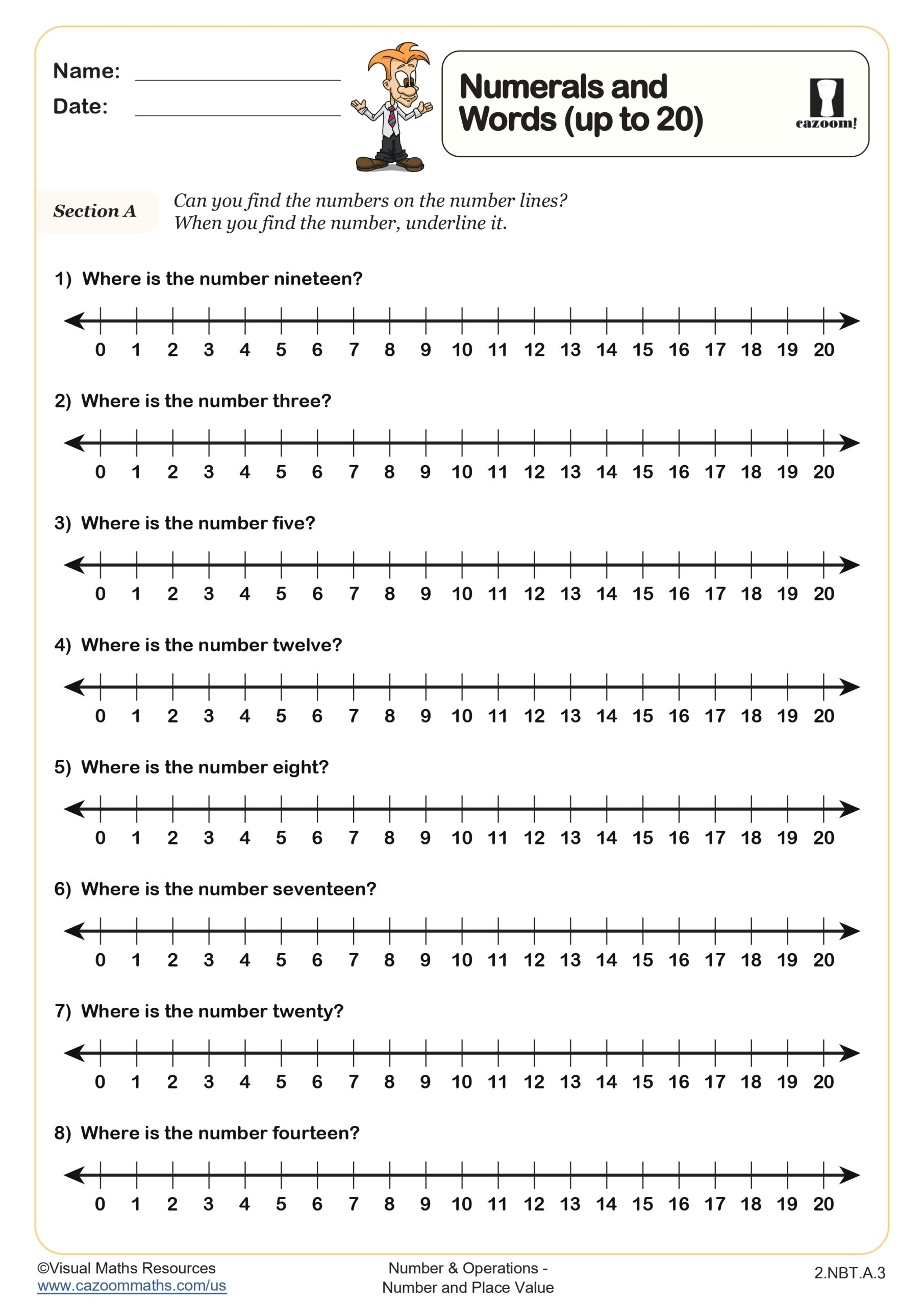 Numerals And Words up To 20 Worksheet Fun And Engaging 2nd Grade Number Operations Worksheet Cazoom Math