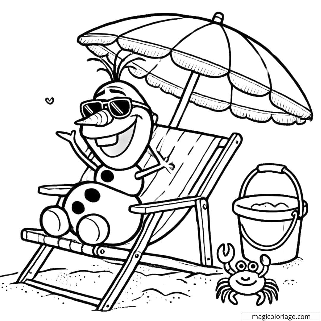 Olaf At The Beach Coloring Page