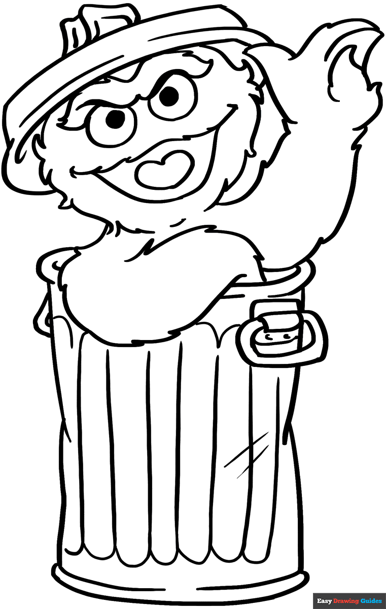 Oscar The Grouch From Sesame Street Coloring Page Easy Drawing Guides