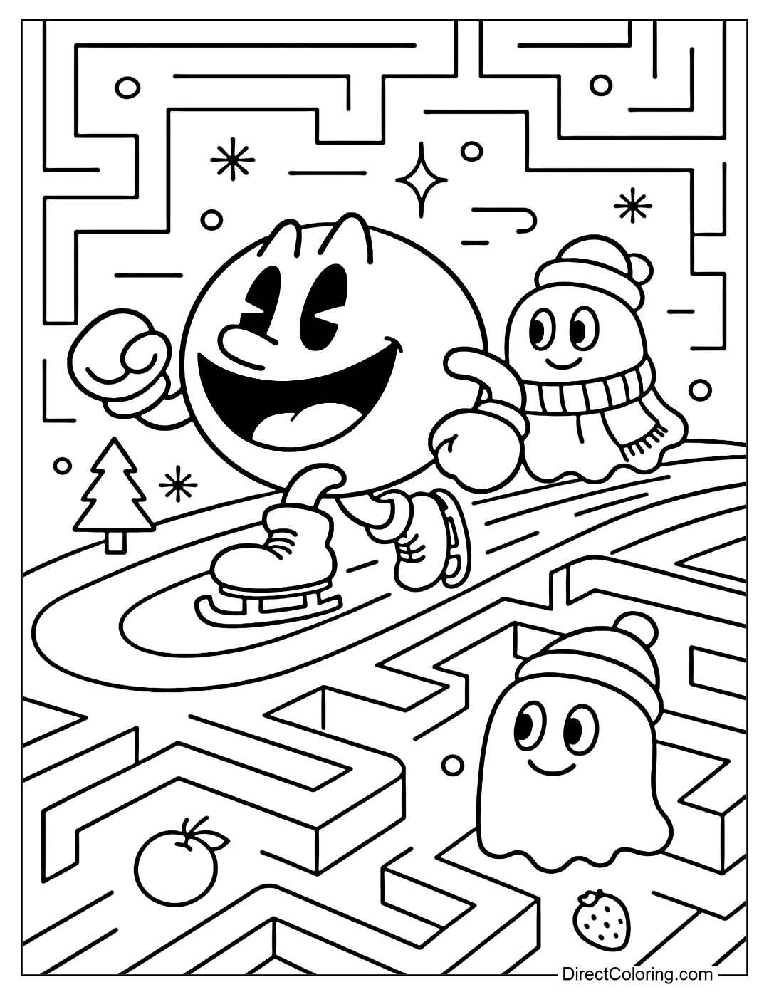 Pac Man Coloring Pages Free PDF To Download And Print