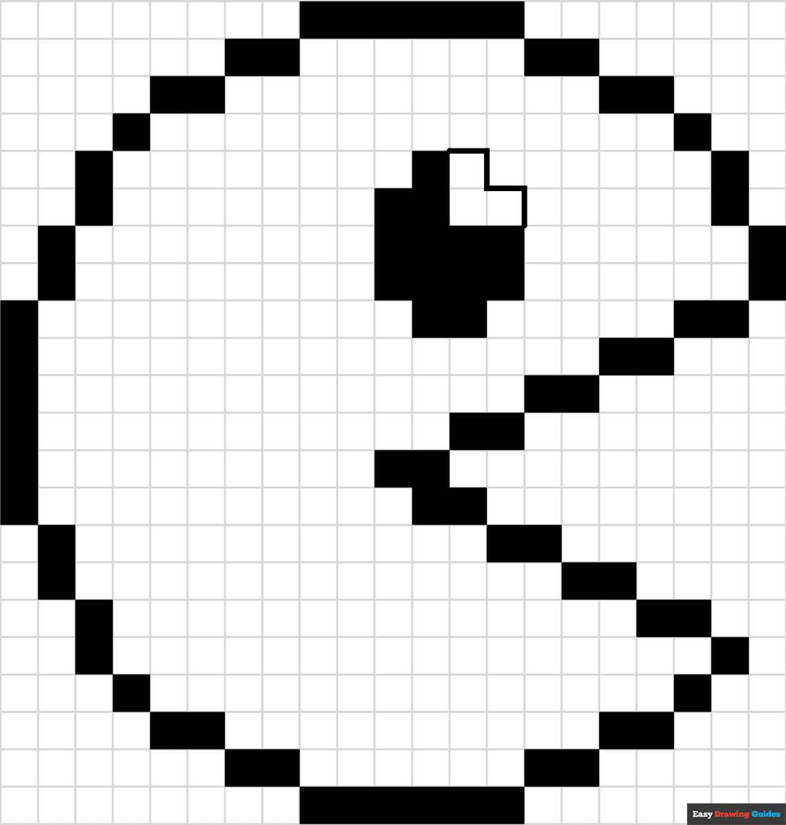Pacman Pixel Art Coloring Page Easy Drawing Guides