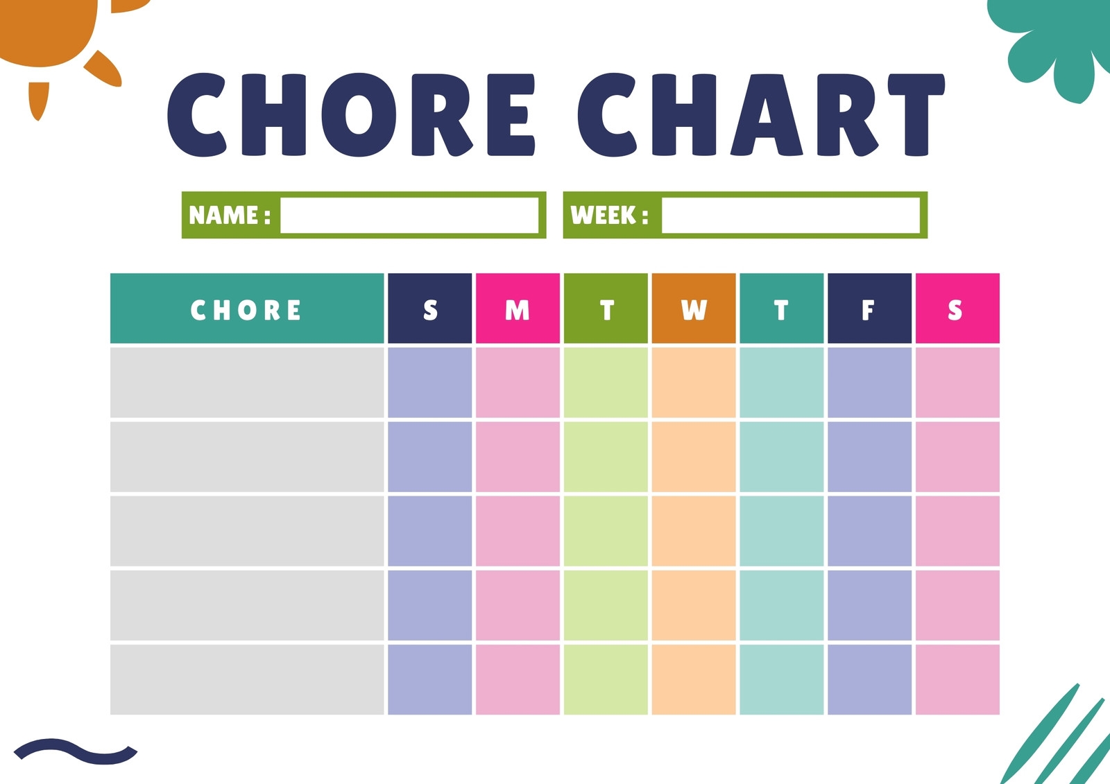 Page 2 Free Customizable Chore Chart Templates To Print Canva
