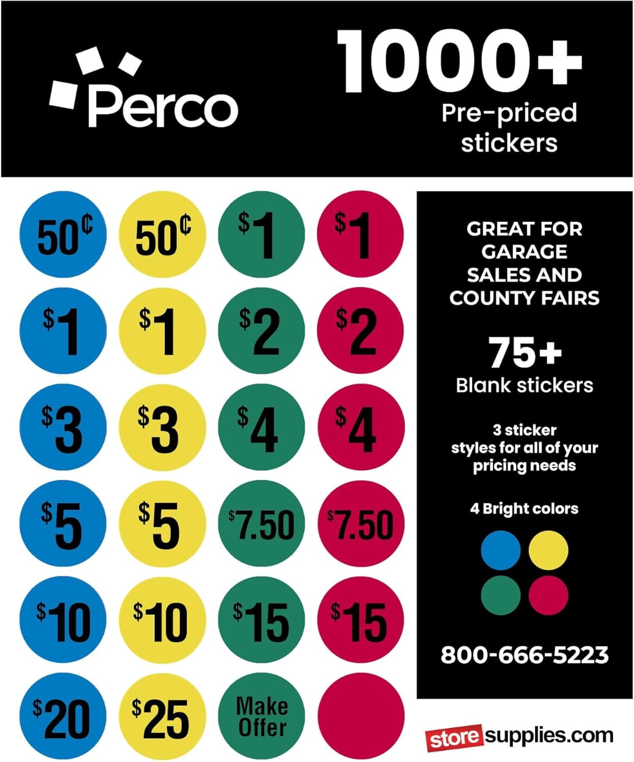 Perco Garage Sale Price Stickers 3000 Pre priced And Blank Stickers On 70 Sheets Easy to Read Price Tags Walmart