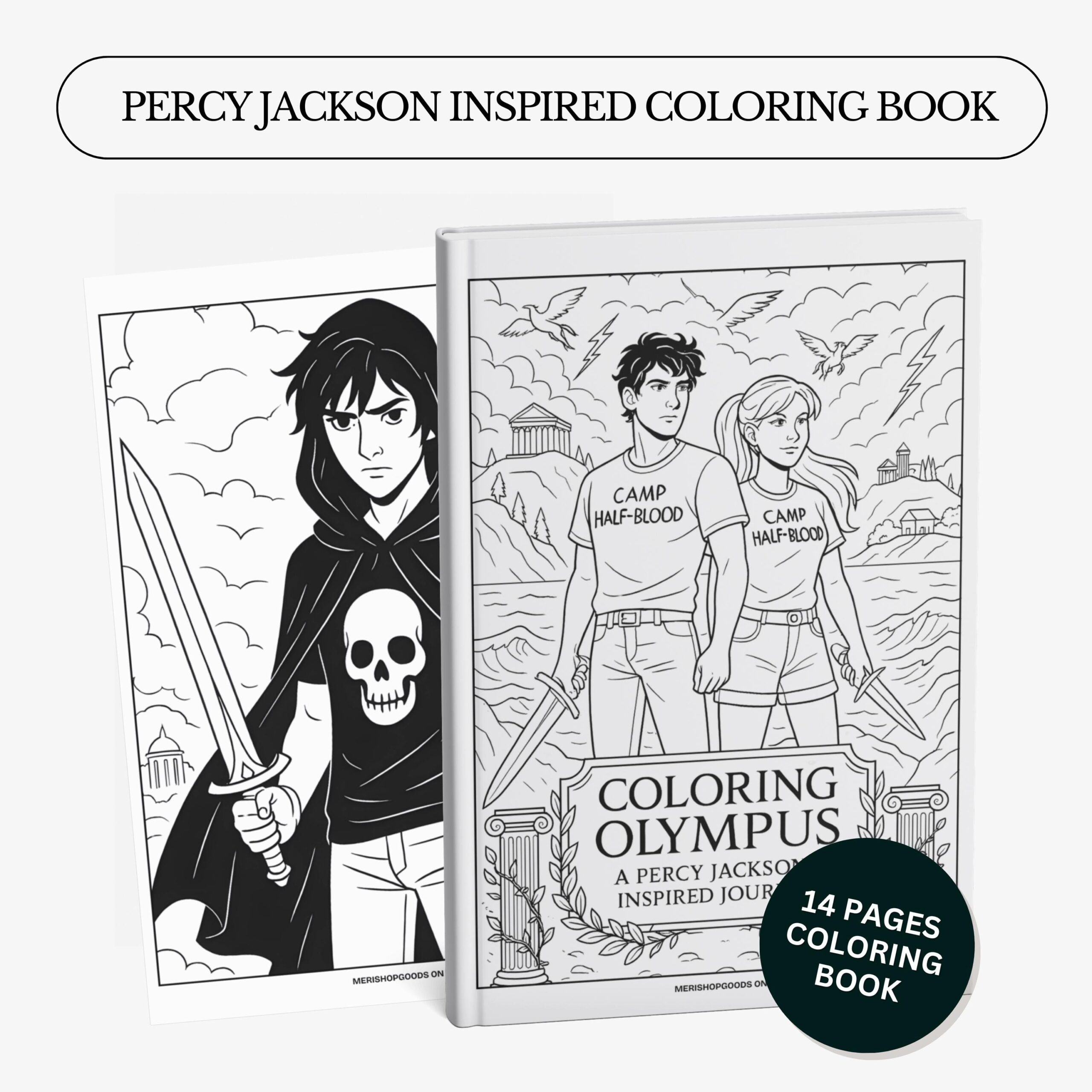 Percy Jackson Inspired Coloring Book Camp Half blood Greek Mythology Digital Download Bookish Booktok Gift Etsy