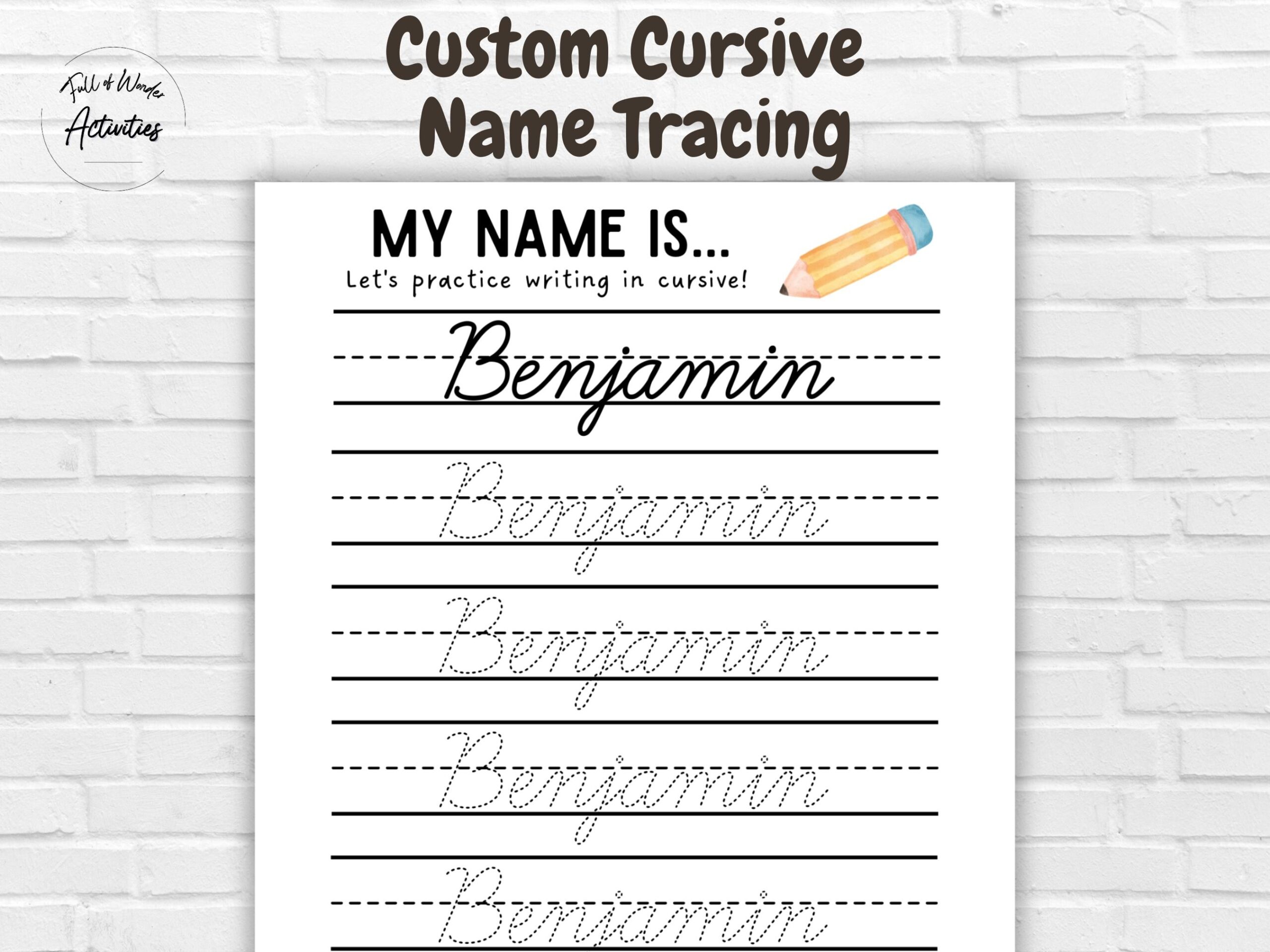 Personalized Cursive Name Tracing Custom Name Writing Practice Kids Name Tracing Name Writing Activity Pre k Trace Your Name Worksheet Etsy Israel