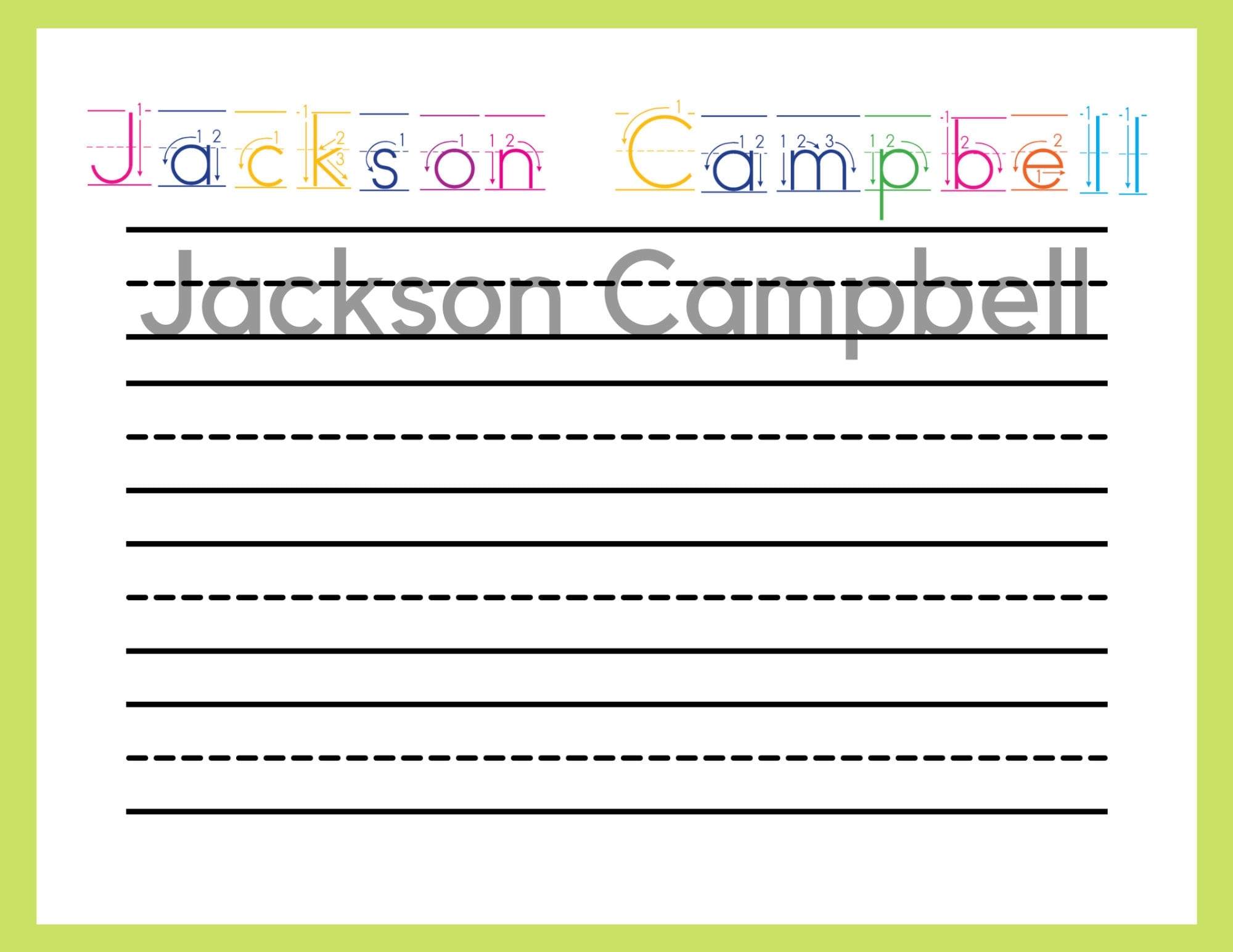 Personalized Dry Erase Guided Name Practice Sheet For Preschool And Kindergarten Learn To Write Name Etsy