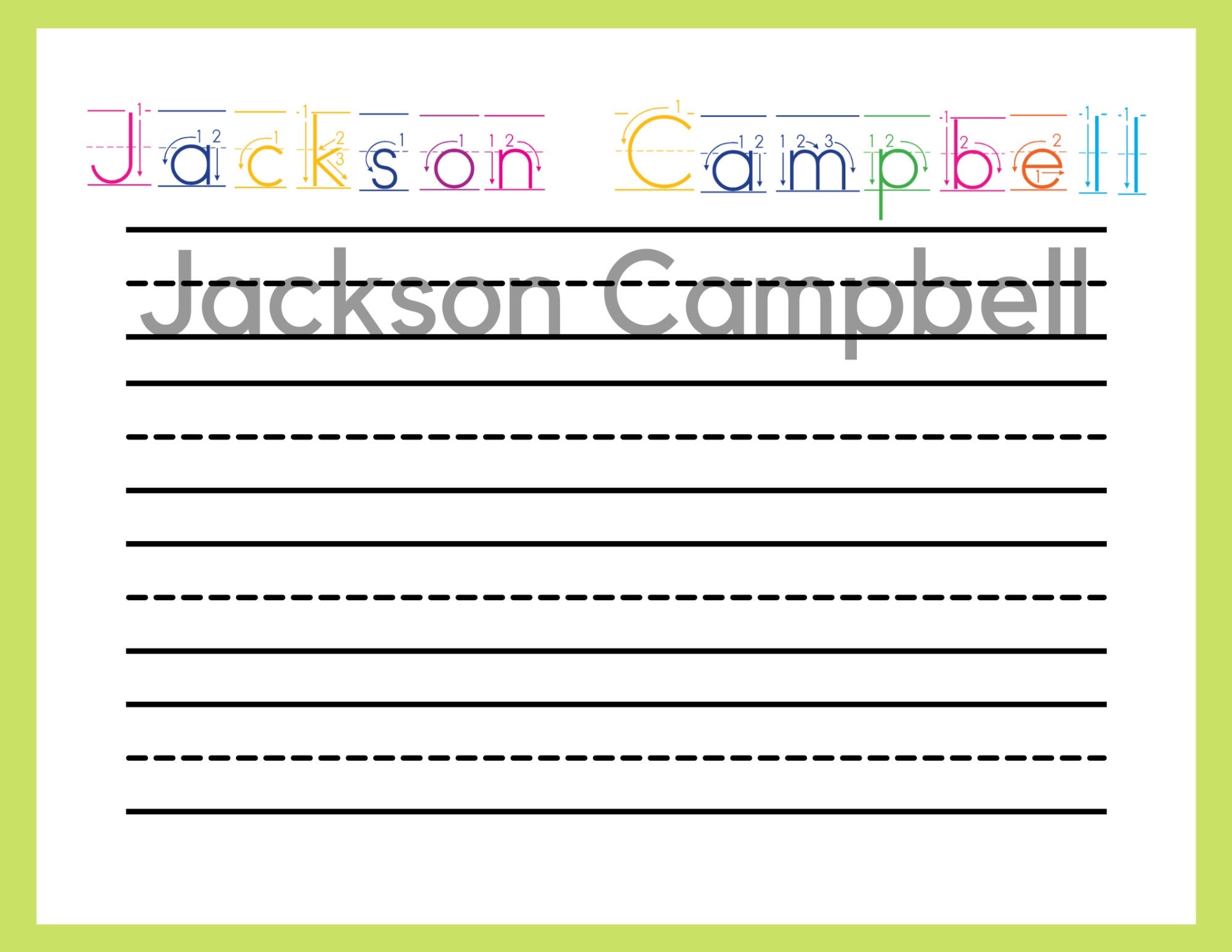 Personalized Dry Erase Guided Name Practice Sheet For Preschool And Kindergarten Learn To Write Name Etsy
