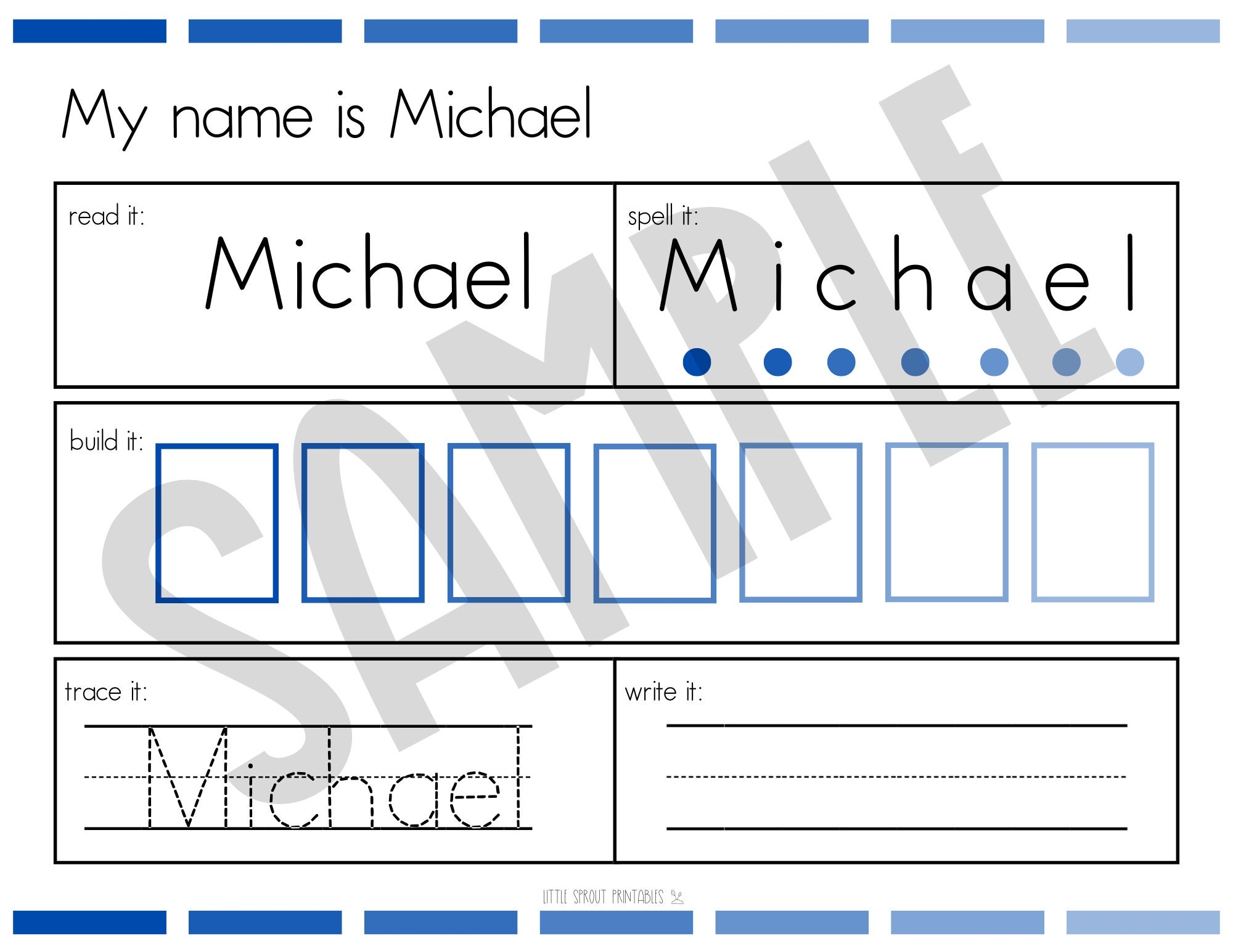 Personalized Name Recognition Mat Homeschool Printable Activity digital Download Etsy