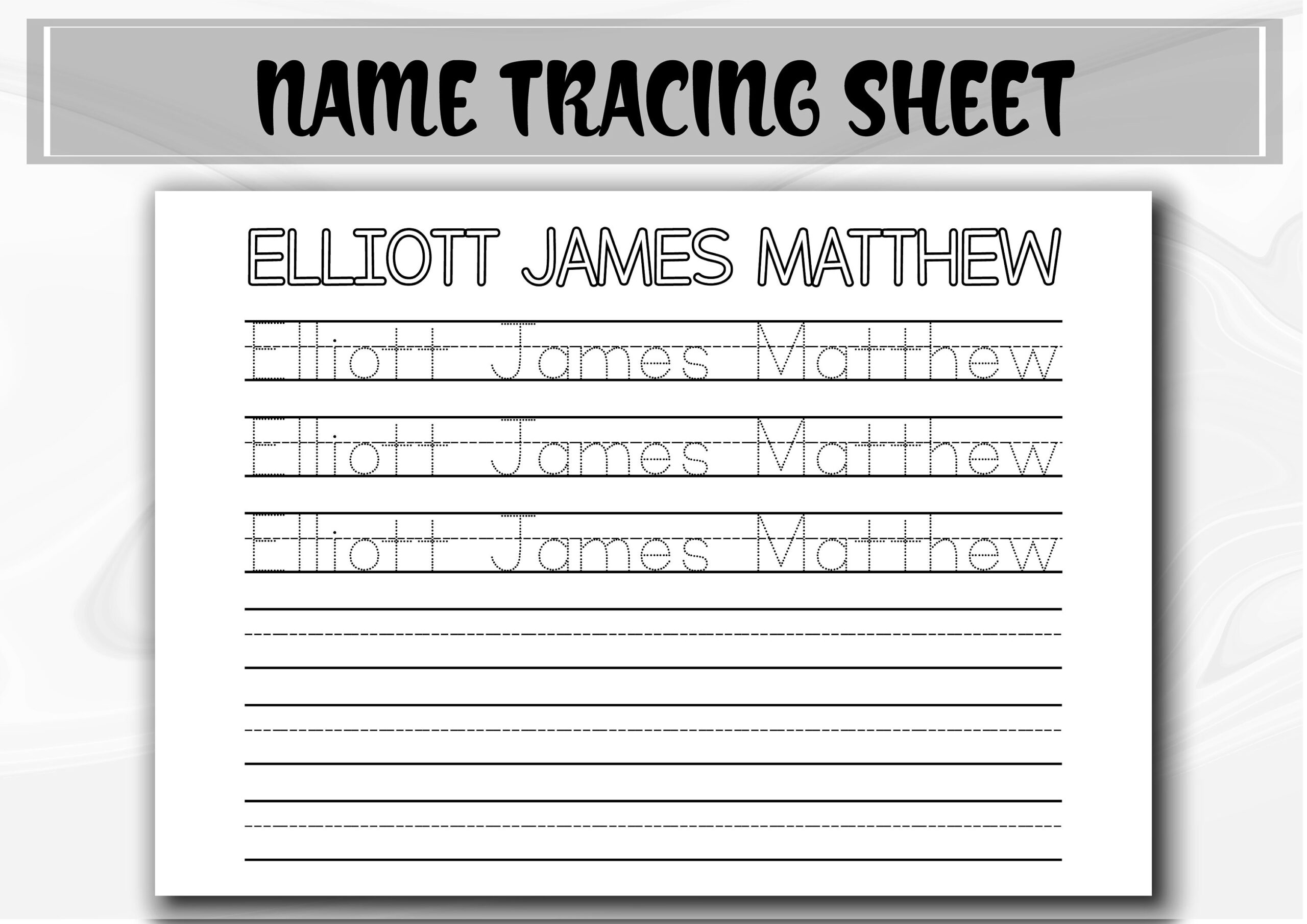 Personalized Name Tracing Worksheet Handwriting Practice digital Download Etsy