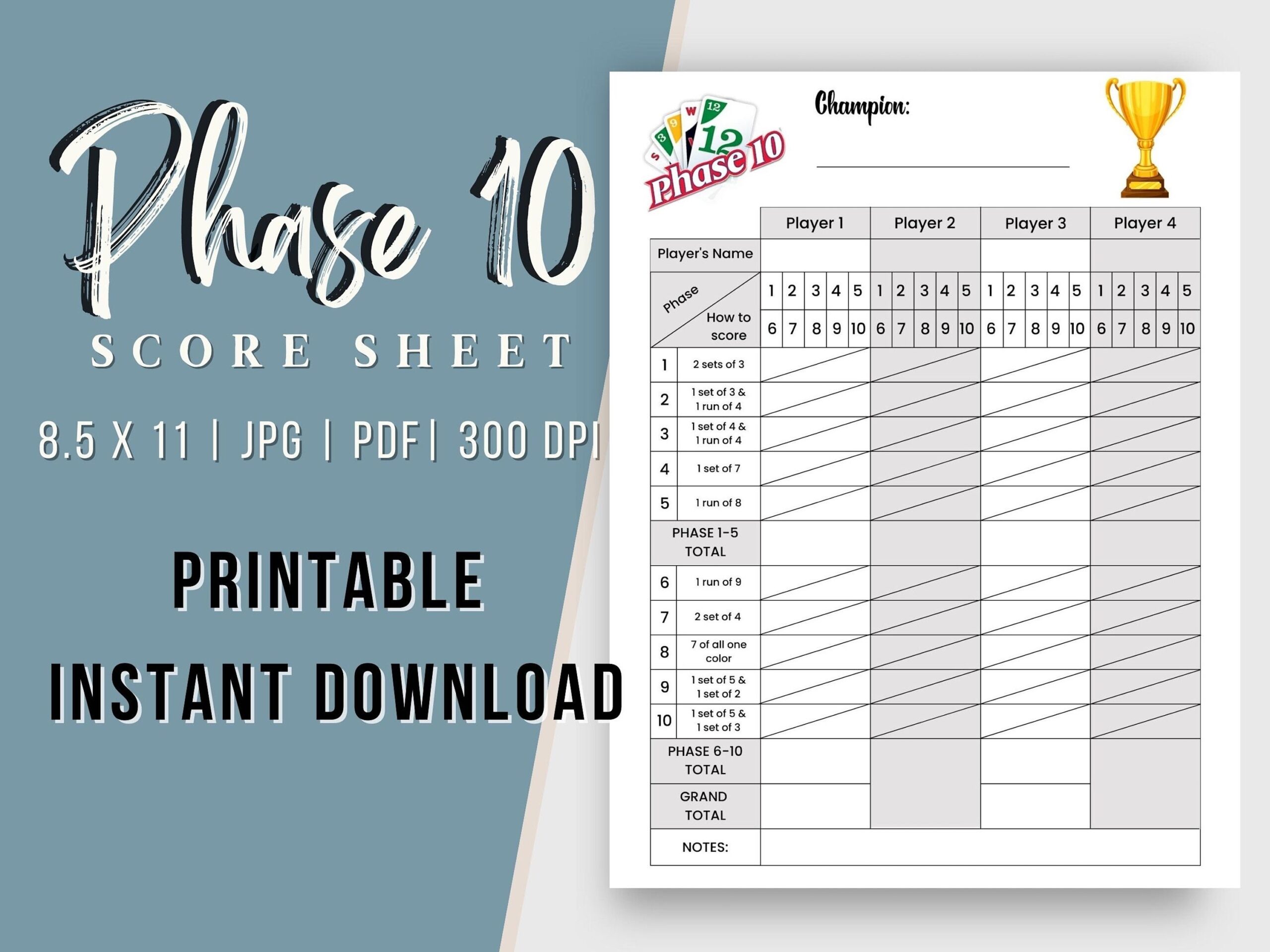phase 10 printable score sheet