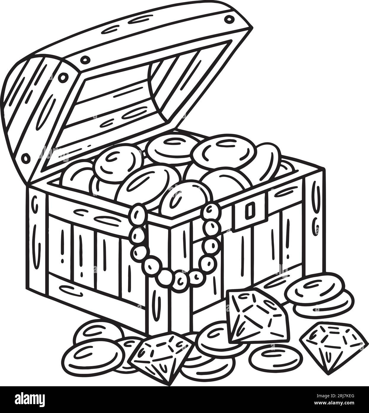 Pirate Chests Isolated Coloring Page For Kids Stock Vector Image Art Alamy