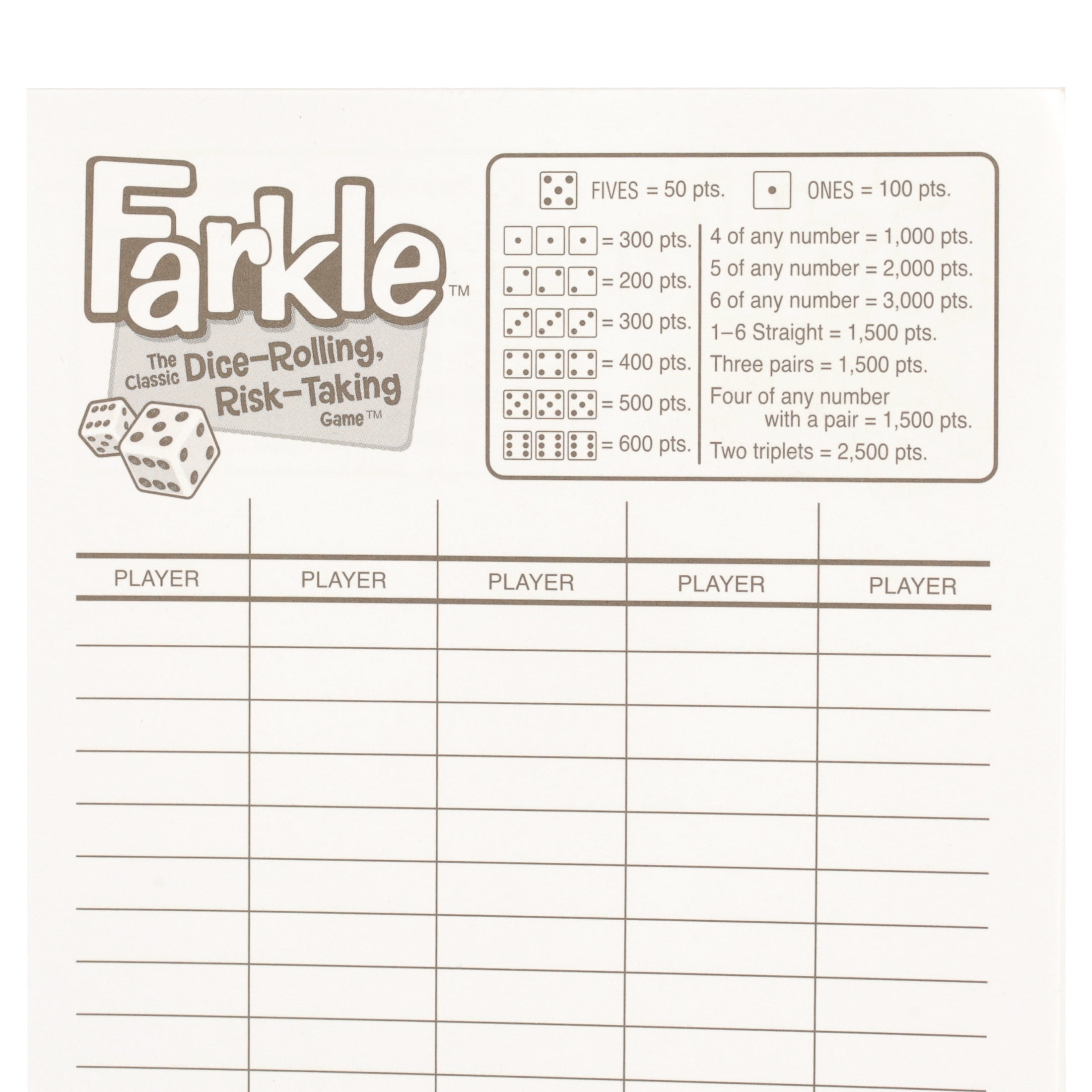 PlayMonster Brandclub Farkle Score Sheets 75 Pkg 1 Count Perfect For Children Ages 8 PlayMonster Brandclub Farkle Score Sheets 75 Pkg 1 Count Perfect For Children Ages 8