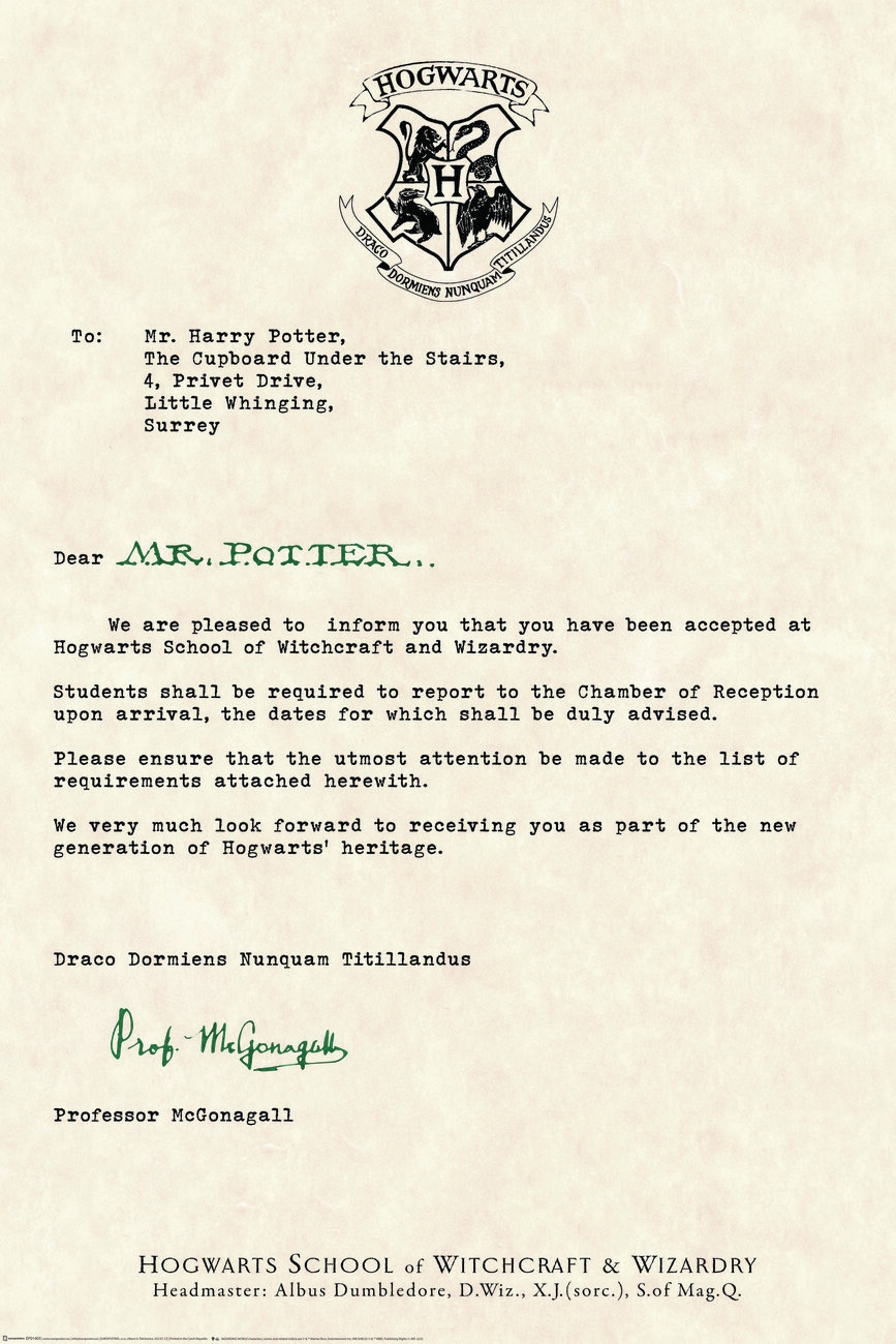 Poster Harry Potter Acceptance Letter Wall Art 3 1 FREE Abposters