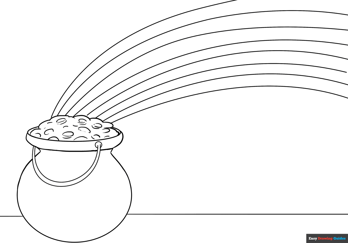 Pot Of Gold Coloring Page Easy Drawing Guides