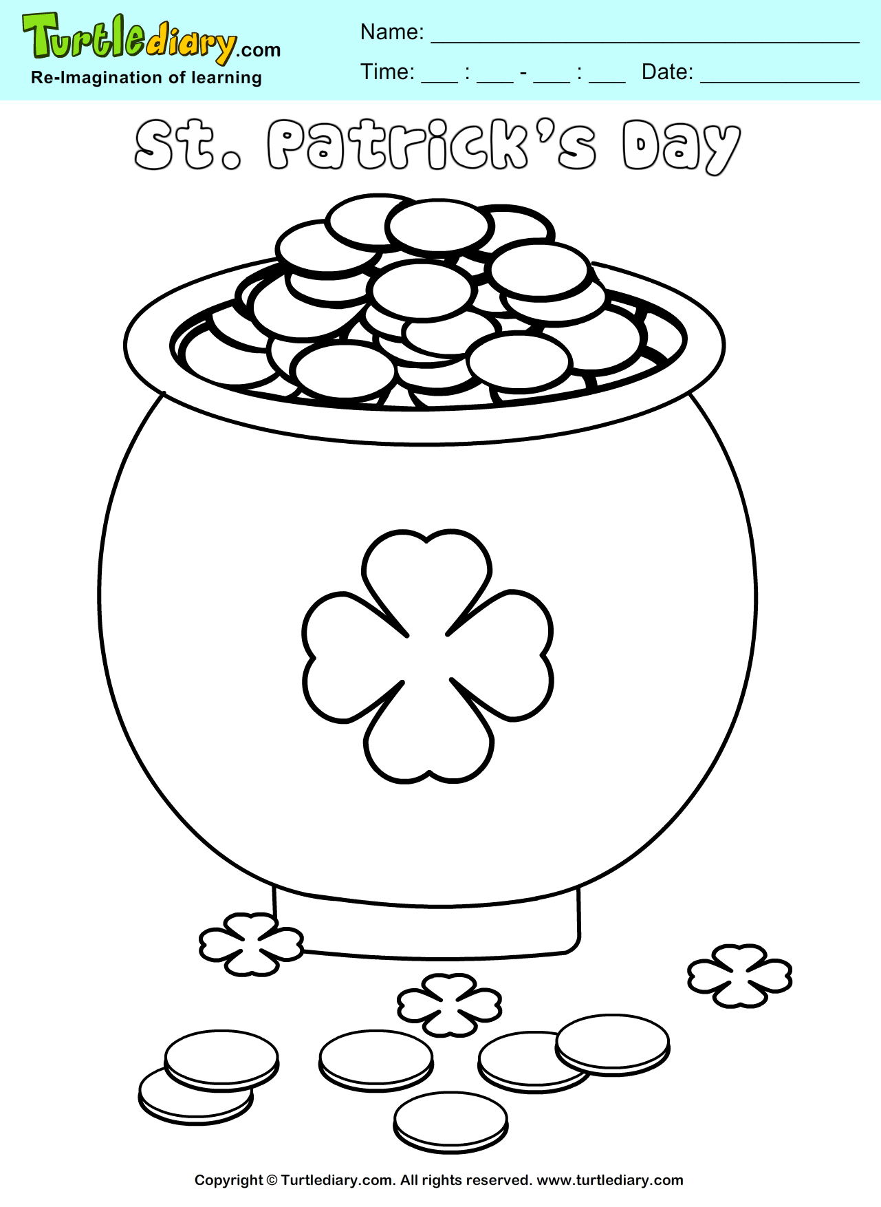 Pot Of Gold Coloring Sheet Turtle Diary