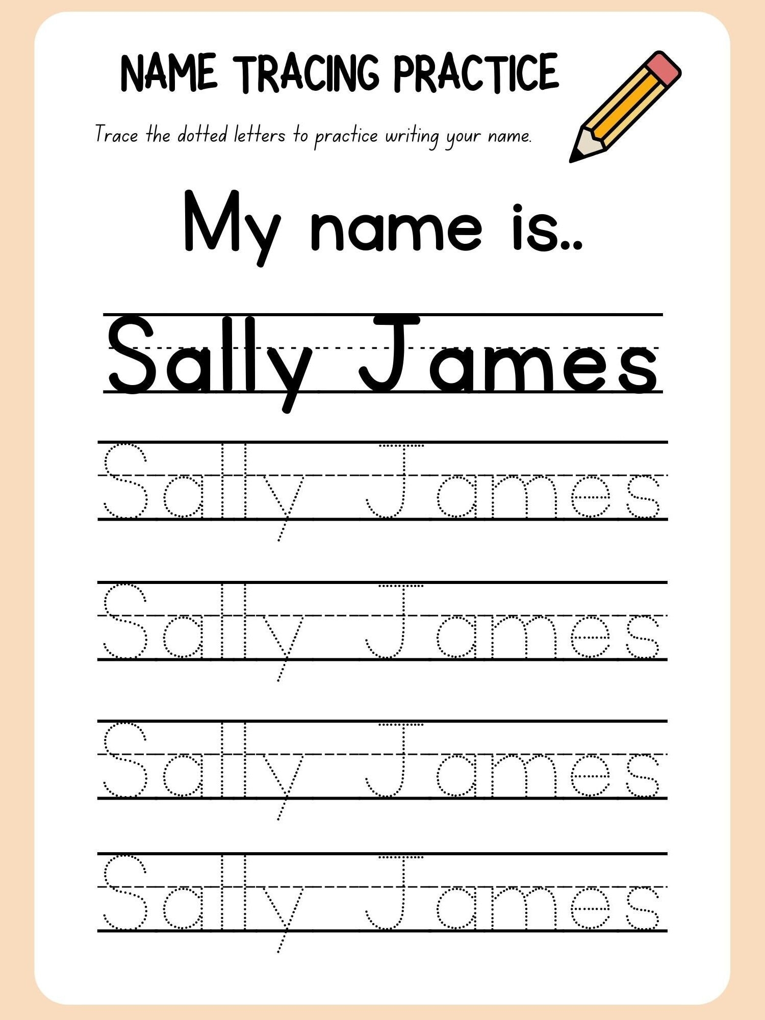 name trace worksheets