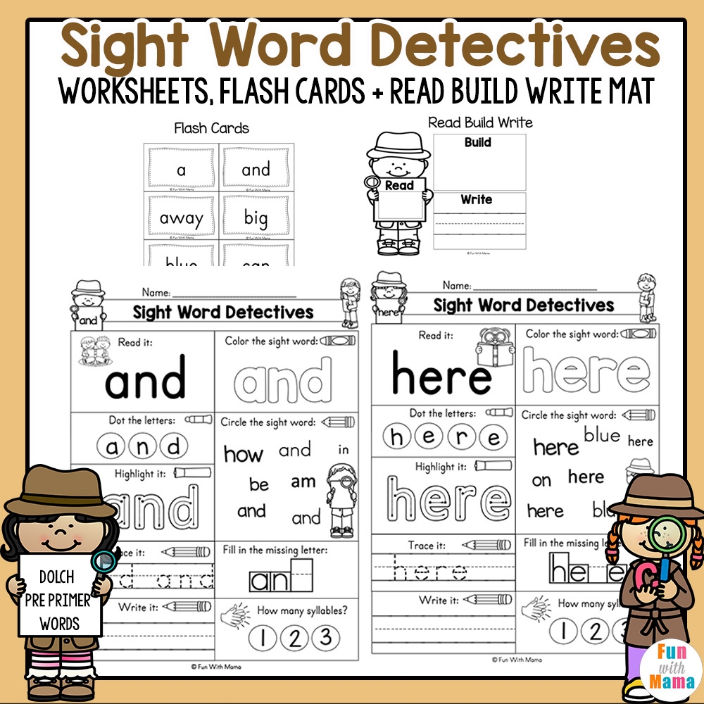 pre k sight words worksheets