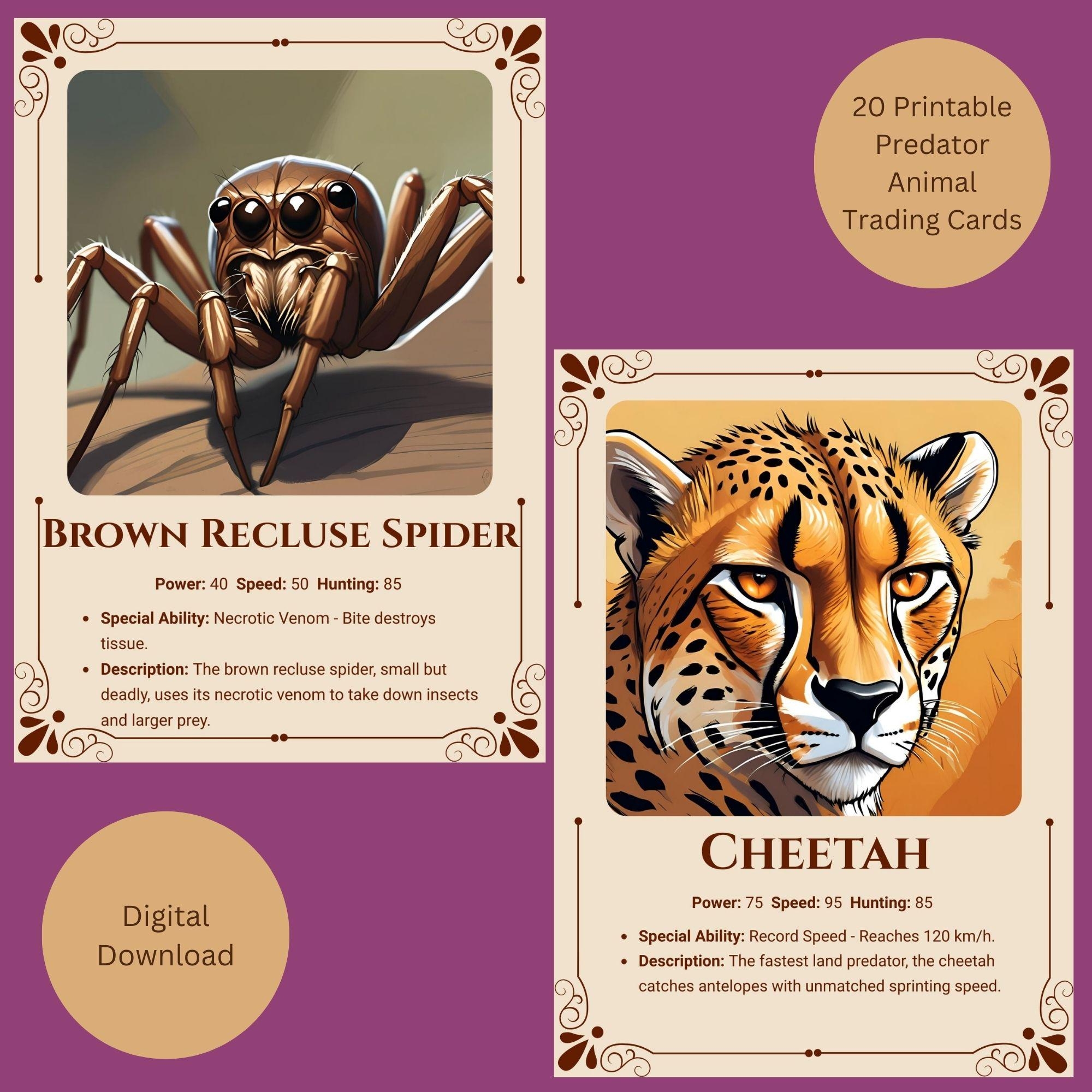 Predator Animal Trading Cards Wild Kings Card Game printable PDF Etsy Predator Animal Trading Cards Wild Kings Card Game printable PDF Etsy