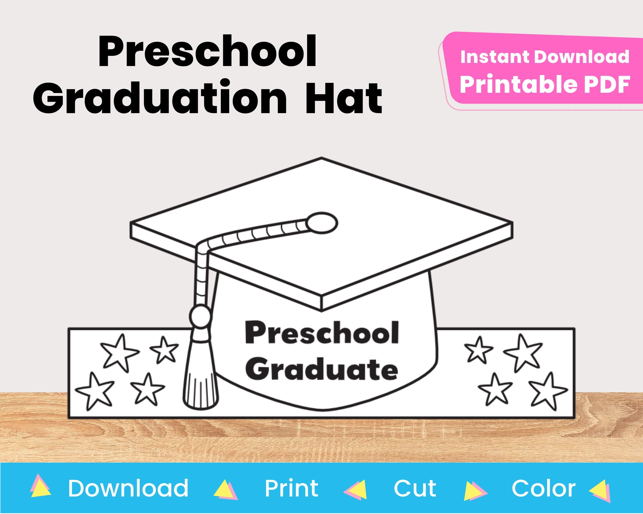 Preschool Graduation Hat Kid Craft Paper Crown digital Download Etsy Israel Preschool Graduation Hat Kid Craft Paper Crown digital Download Etsy Israel