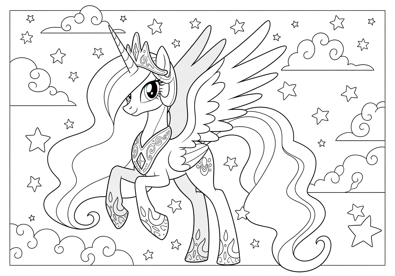 Princess Celestia Coloring Page For Kids Adults