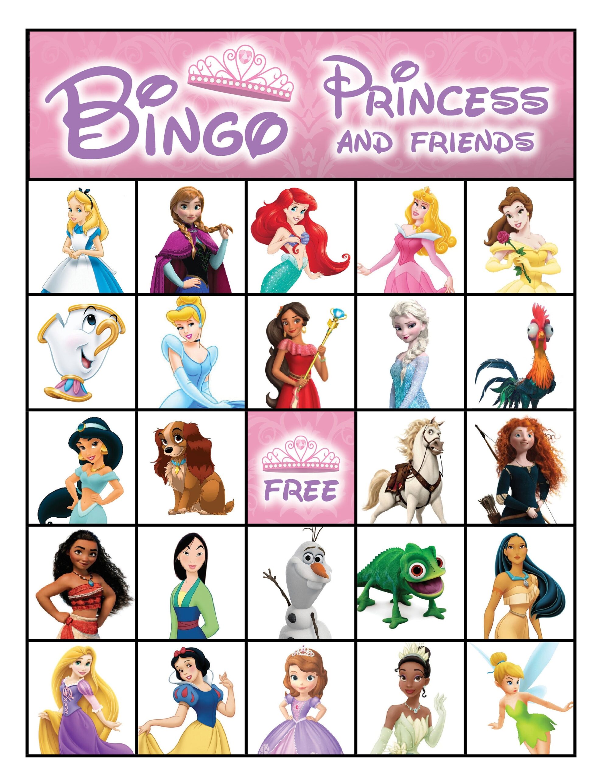 Princess Printable Bingo Cards 8 5 X 11 10 Different Cards Etsy Princess Printable Bingo Cards 8 5 X 11 10 Different Cards Etsy