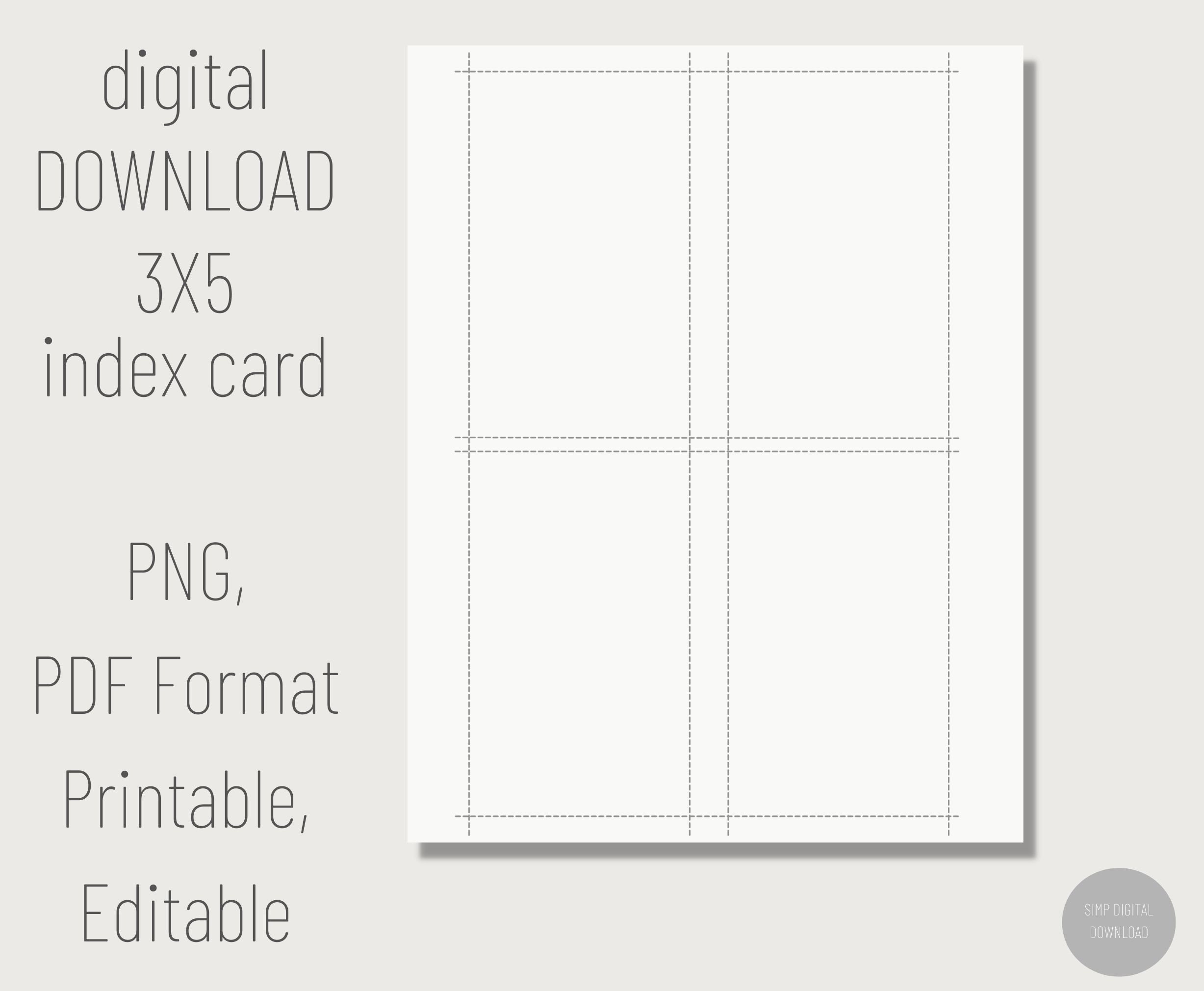 Printable 3x5 Index Card Digital Index Card Printable Note Cards Blank Index Cards Editable PDF Index Card Blank Flash Card Template Etsy