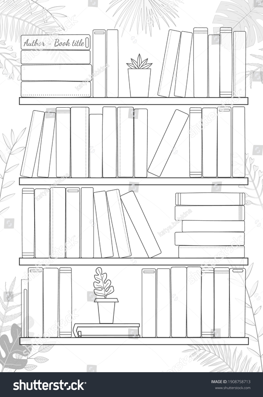 Printable A4 Paper Sheet Bookshelves Books Stock Vector Royalty Free 1908758713 Shutterstock
