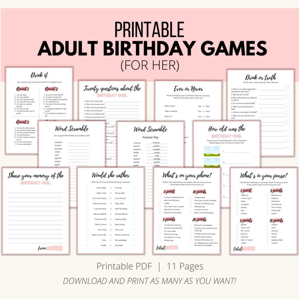 Printable Birthday Games For Adults Add A Little Adventure Printable Birthday Games For Adults Add A Little Adventure