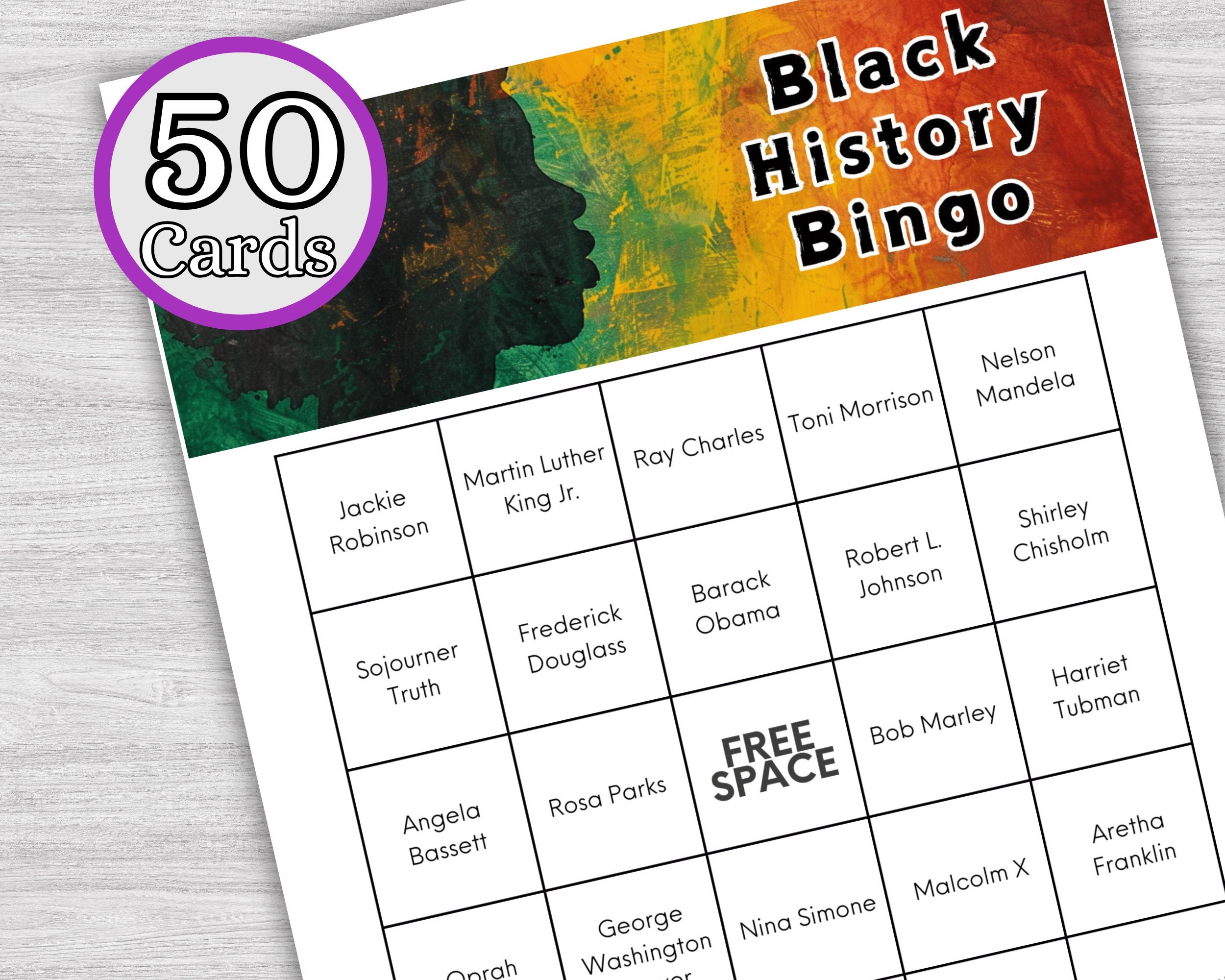 Printable Black History Bingo Game Juneteenth Black History Trivia Instant Download Etsy