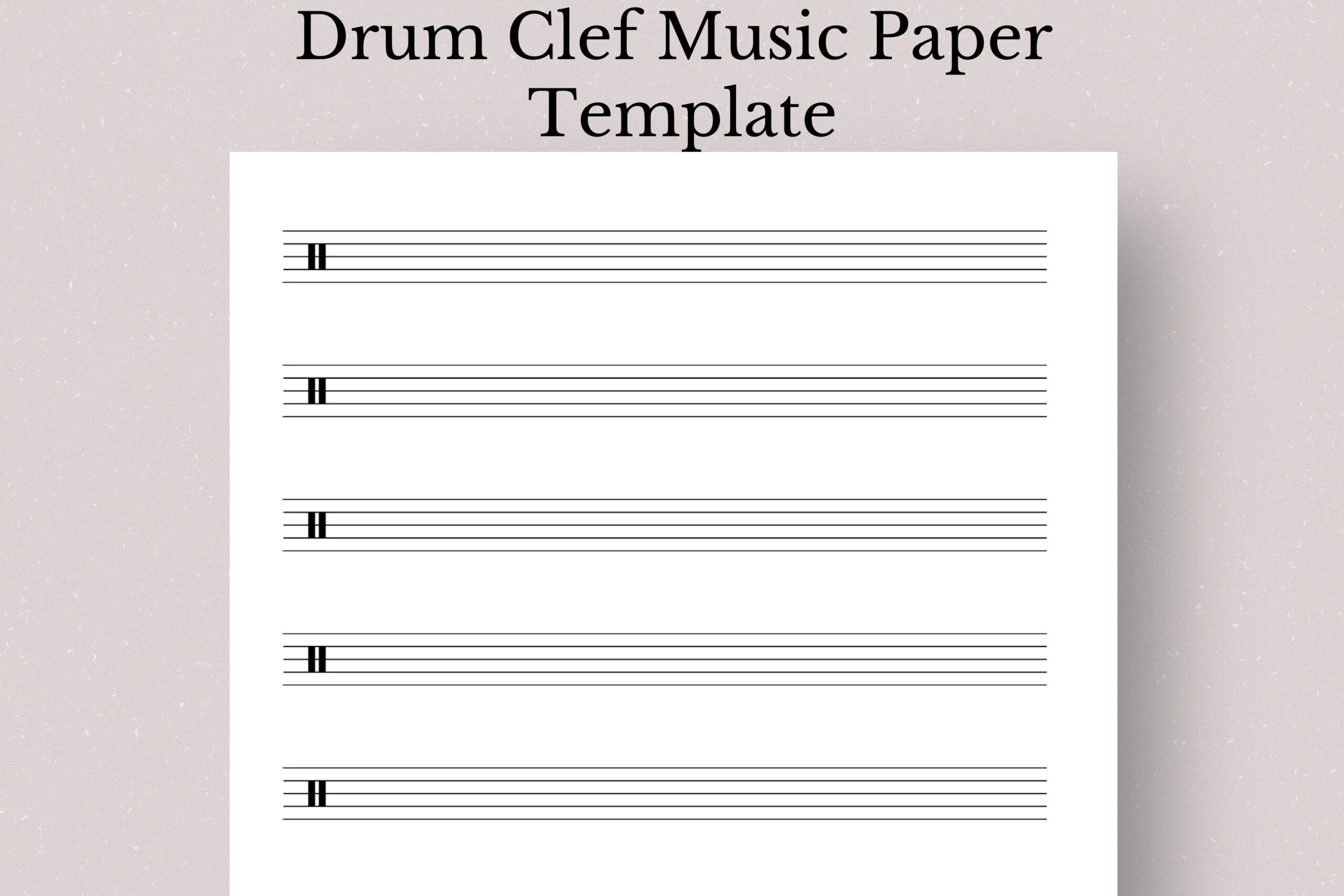 Printable Blank Drum Clef Sheet Music PDF File Etsy
