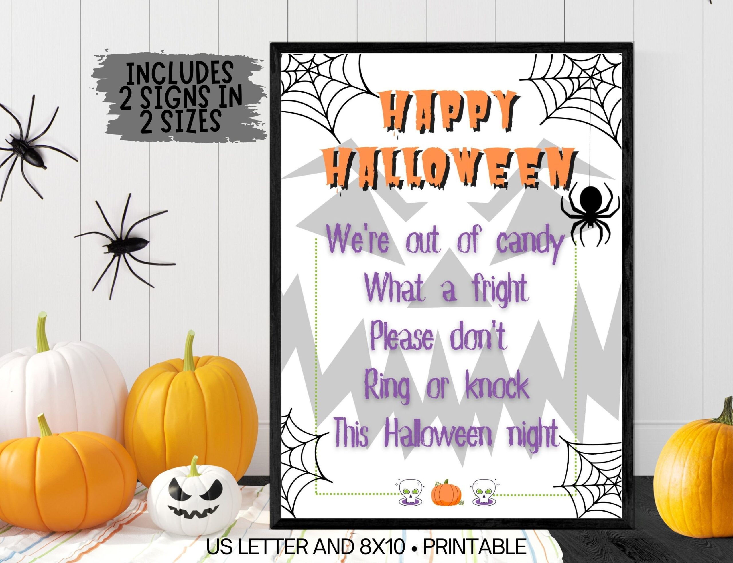 Printable Bundle Of 2 Trick Or Treat Signs Happy Halloween Sign Please Take Two And Sorry Out Of Candy Signs US Letter And 8x10 Sizes Etsy