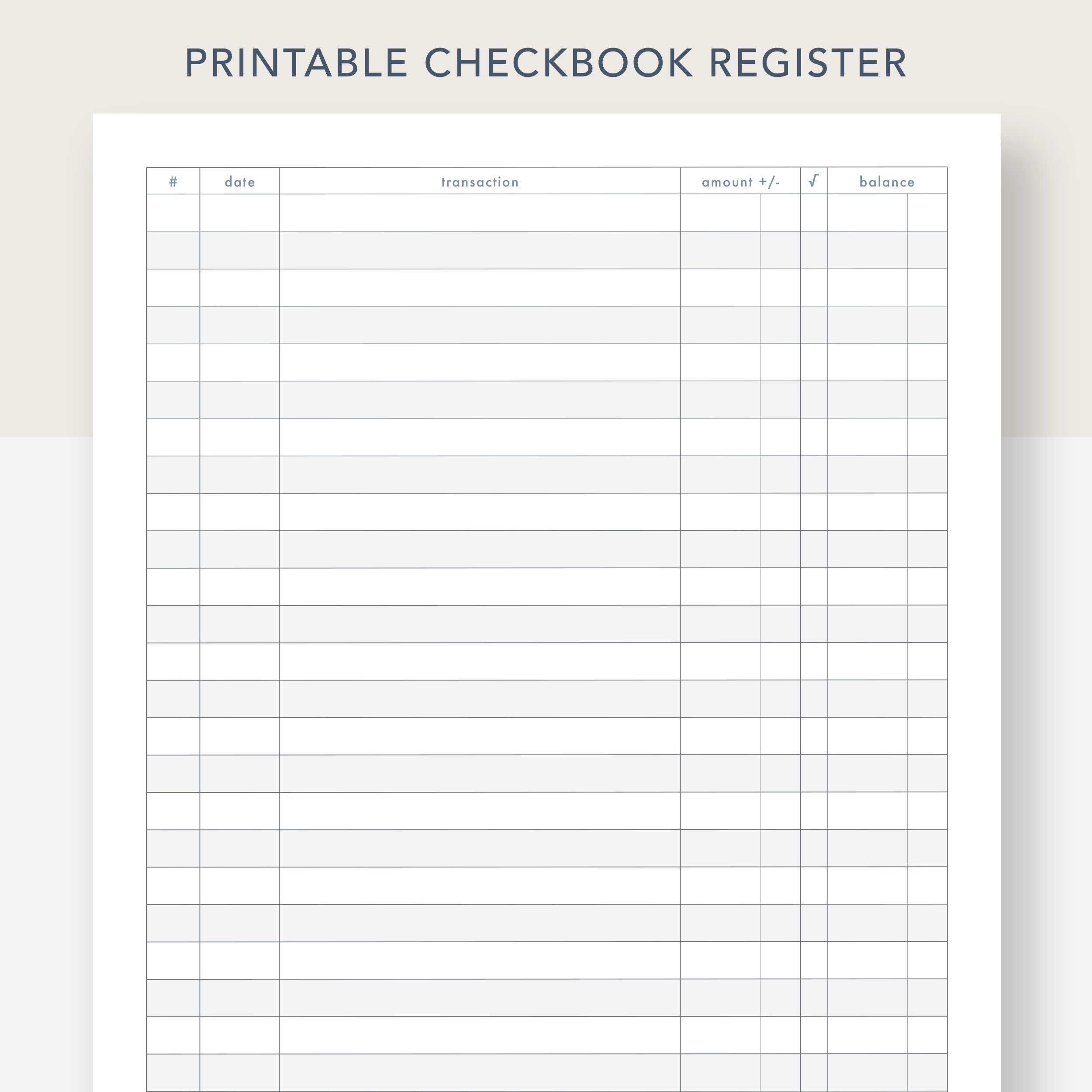 Printable Checkbook Register PDF File Prints On 8 1 2 X 11 Inch Paper Etsy
