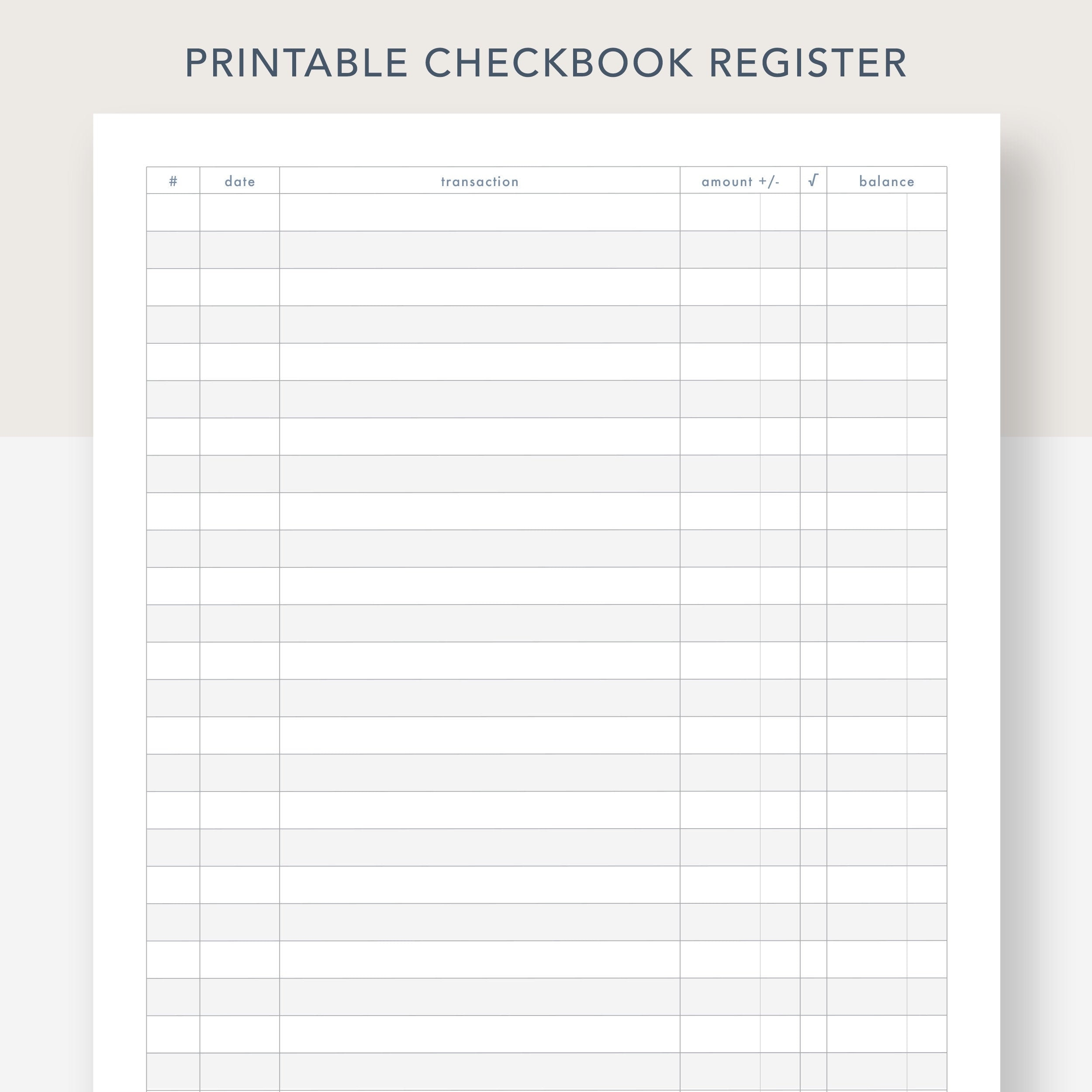 Printable Checkbook Register PDF File Prints On 8 1 2 X 11 Inch Paper Etsy Printable Checkbook Register PDF File Prints On 8 1 2 X 11 Inch Paper Etsy