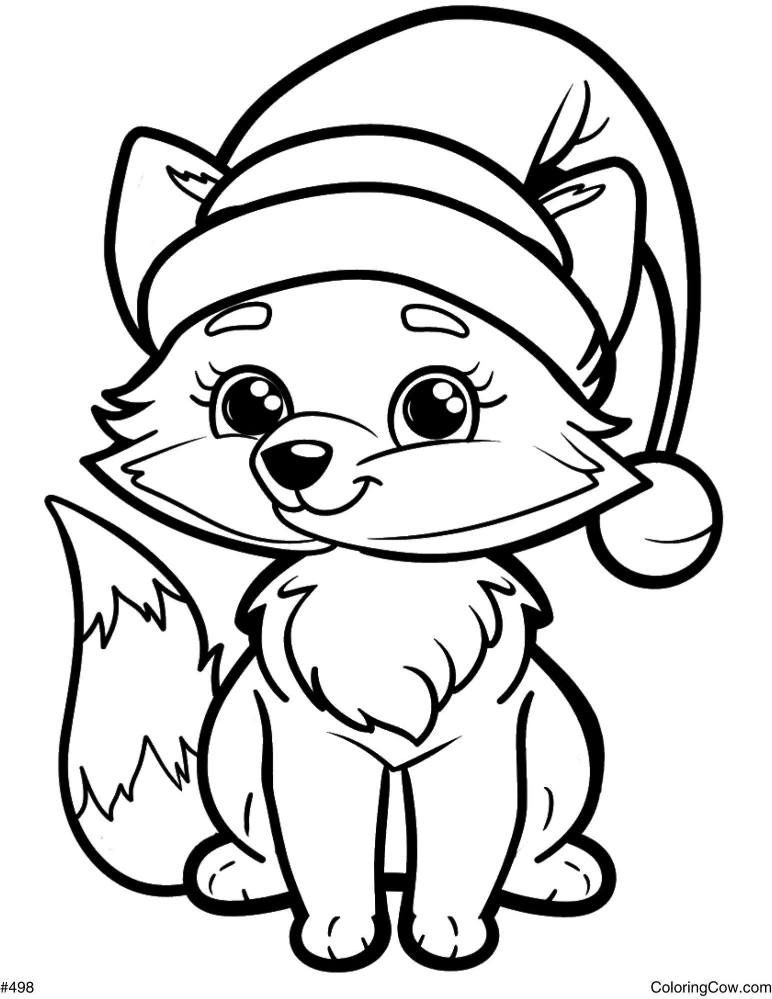 Printable Christmas Fox Coloring Page