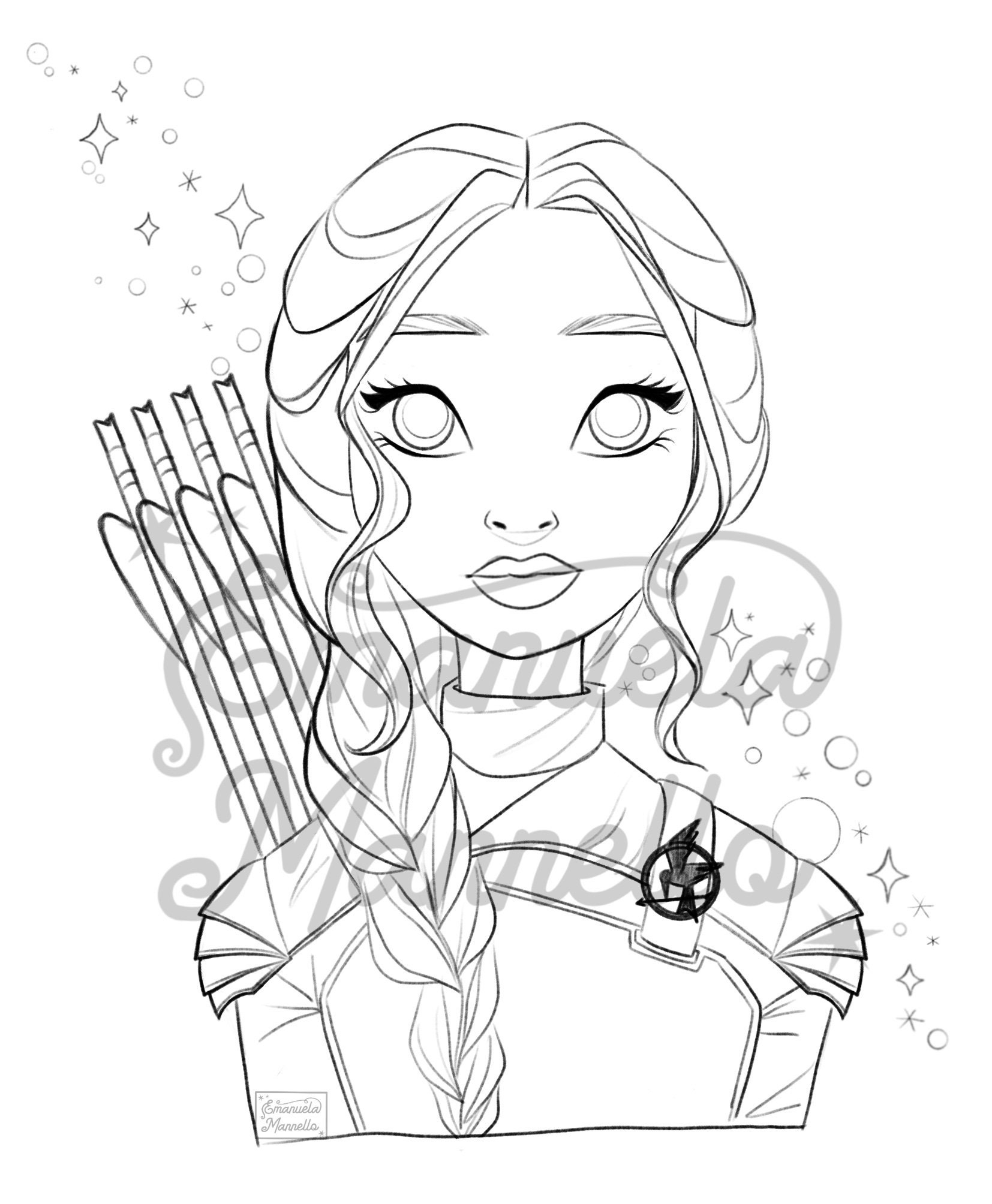 PRINTABLE COLORING PAGE Katniss Everdeen Etsy