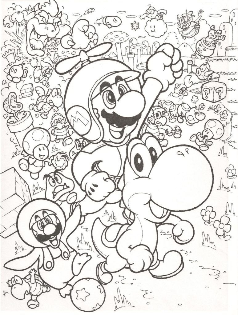 mario brothers pictures to color