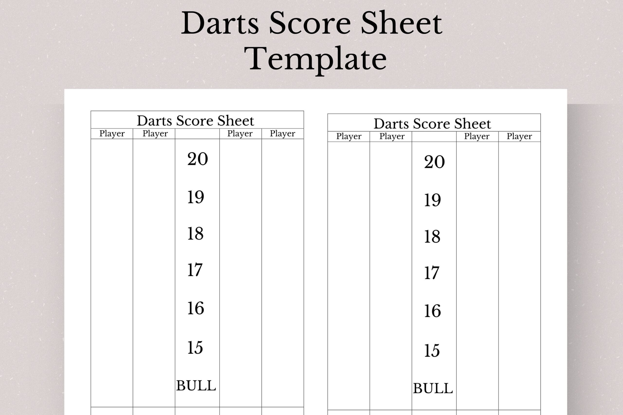 Printable Darts Score Sheet Template PDF Etsy Hong Kong