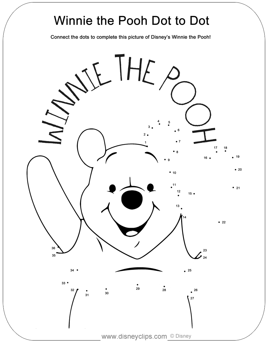 Printable Disney Dot to Dot Coloring Pages Disneyclips