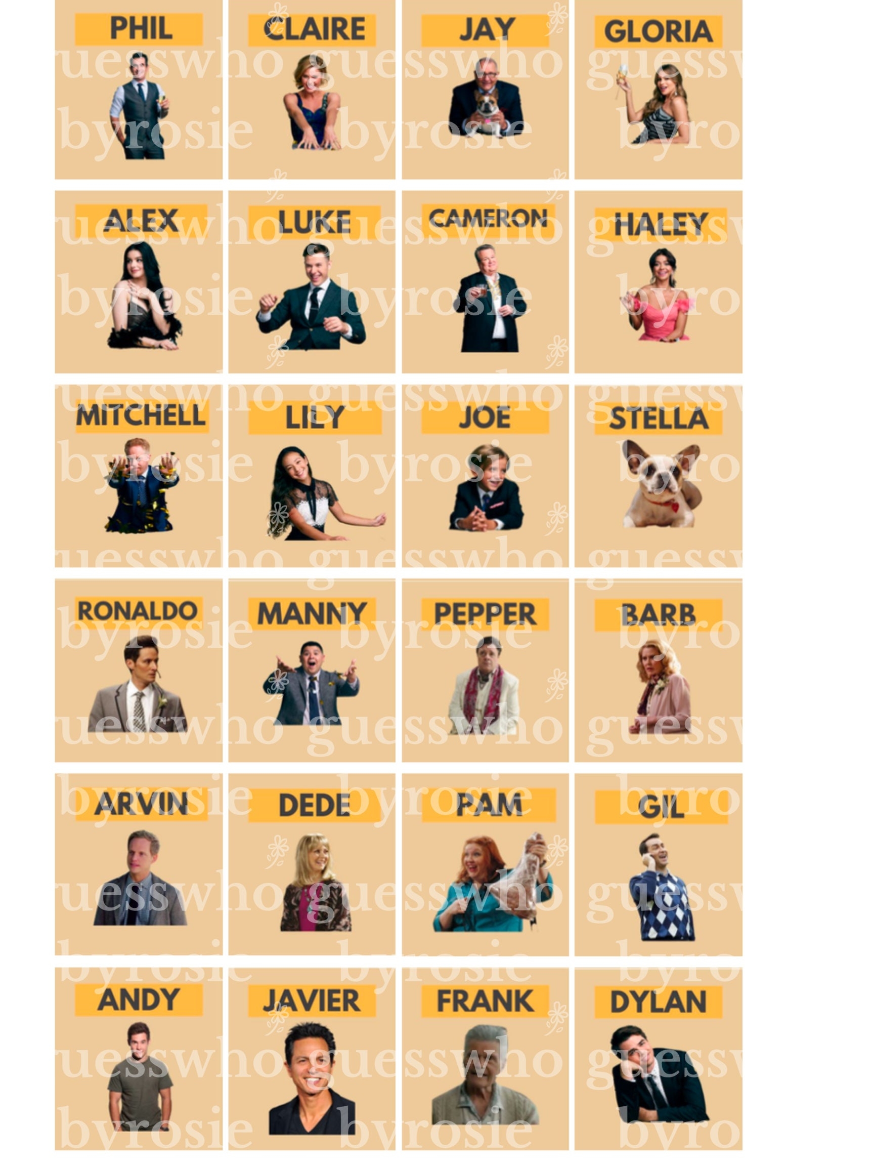 printable guess who characters