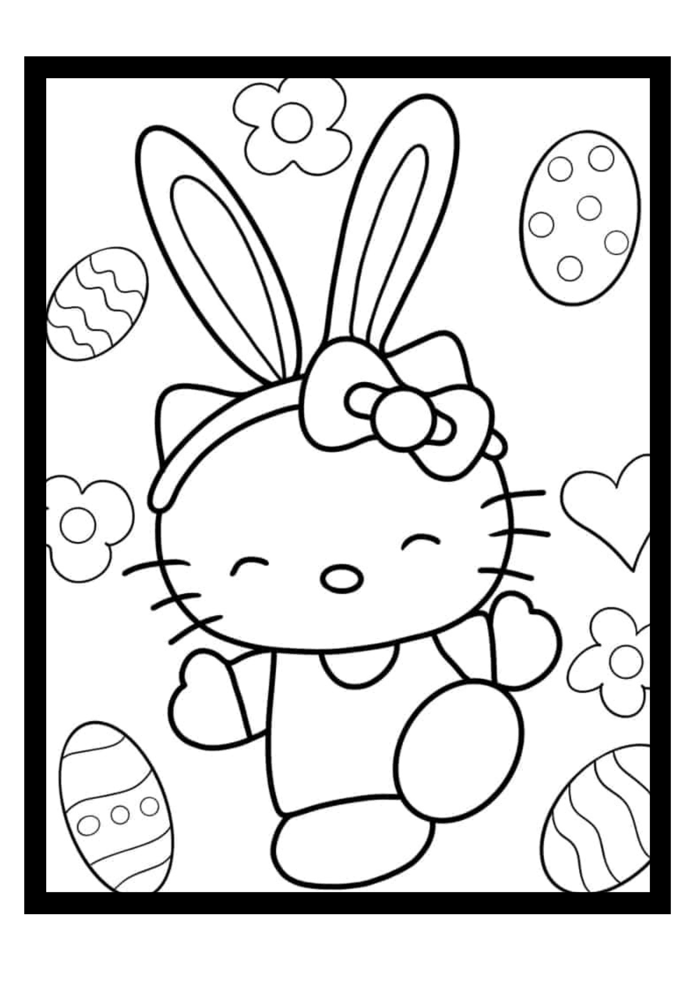 hello kitty easter coloring pages