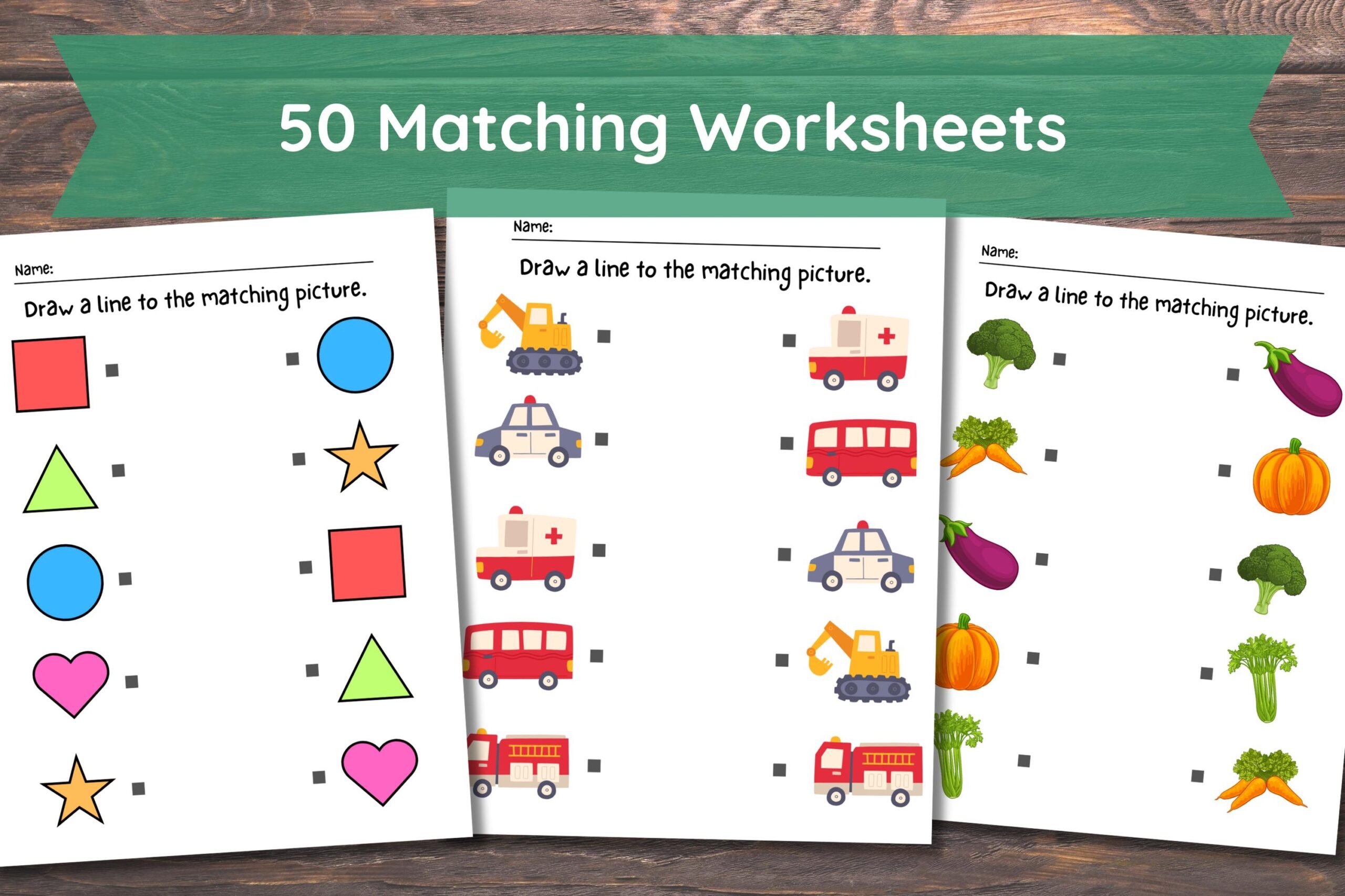 matching worksheets for kindergarten